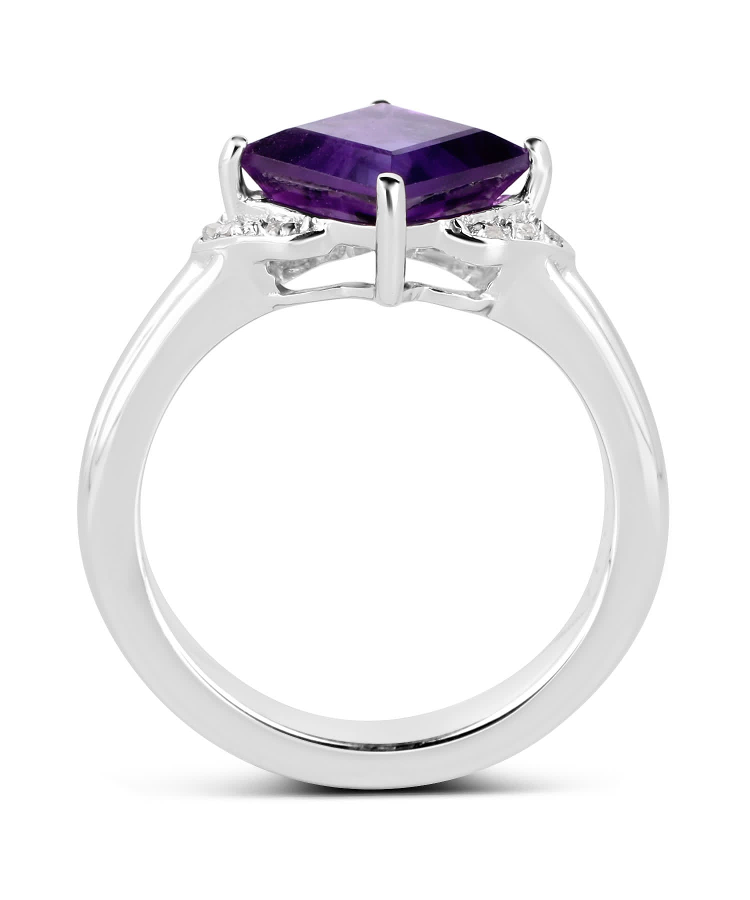 2.55 ctw Natural Amethyst and Topaz Rhodium Plated 925 Sterling Silver Right Hand Ring View 2