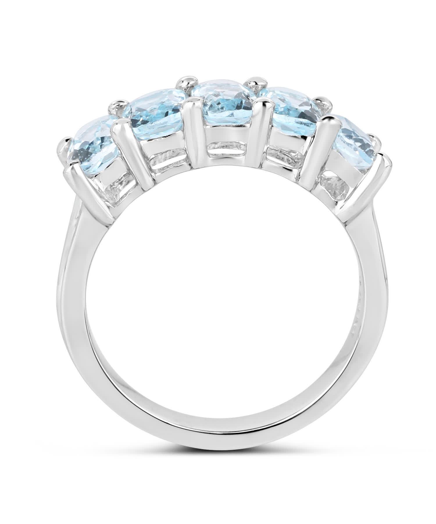 3.00ctw Natural Sky Blue Topaz Rhodium Plated 925 Sterling Silver Band View 2