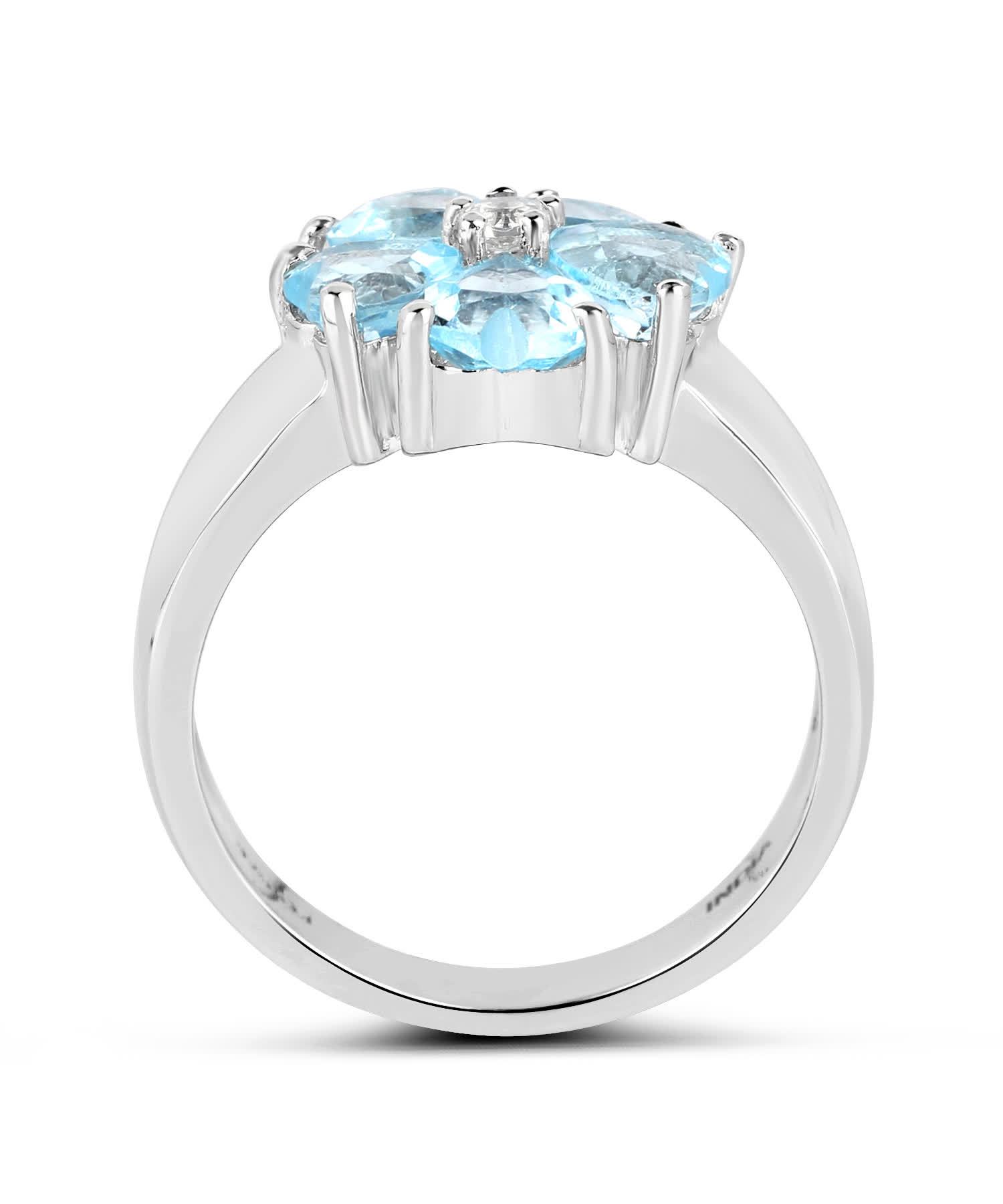 2.58ctw Natural Sky Blue and White Topaz Rhodium Plated 925 Sterling Silver Heart Right Hand Ring View 2