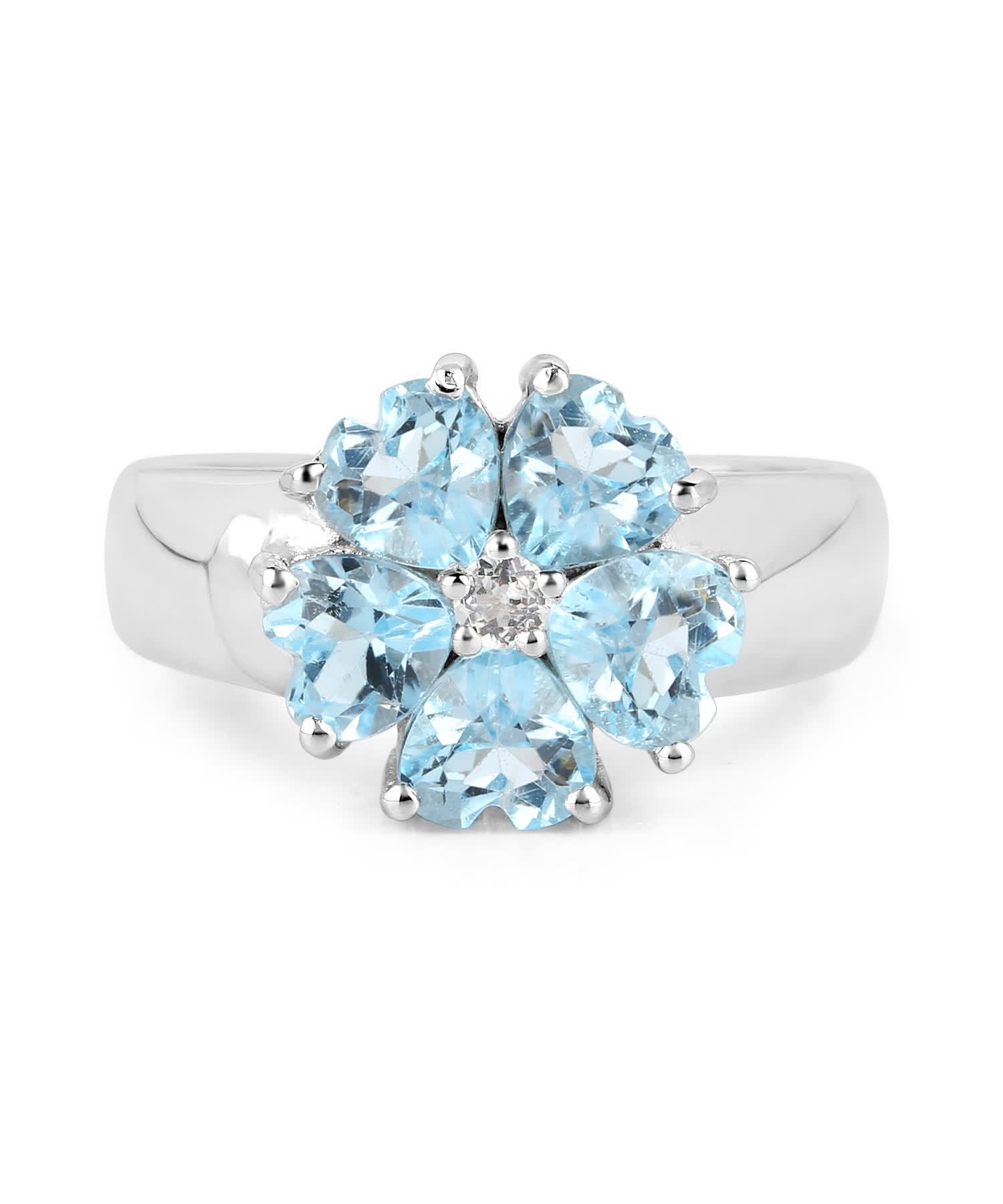 2.58ctw Natural Sky Blue and White Topaz Rhodium Plated 925 Sterling Silver Heart Right Hand Ring View 3
