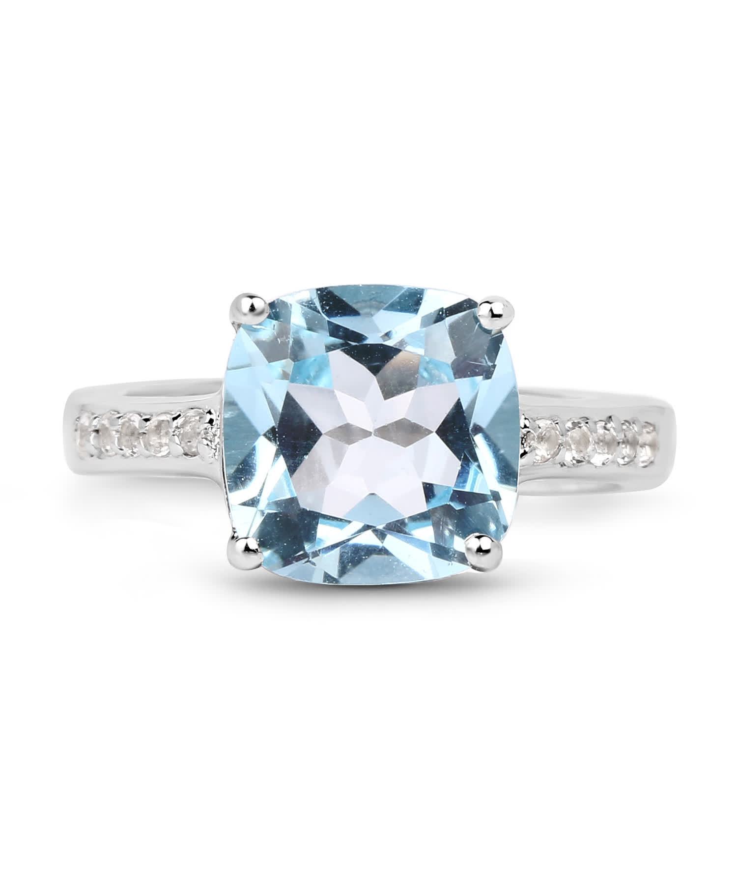 4.62ctw Natural Sky Blue and White Topaz Rhodium Plated 925 Sterling Silver Right Hand Ring View 3