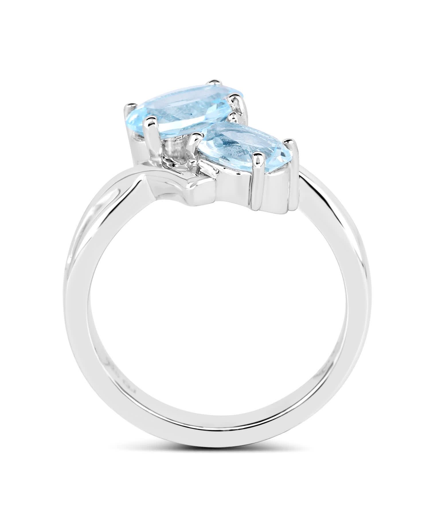 2.55ctw Natural Sky Blue Topaz Rhodium Plated 925 Sterling Silver Two-Stone Ring View 2