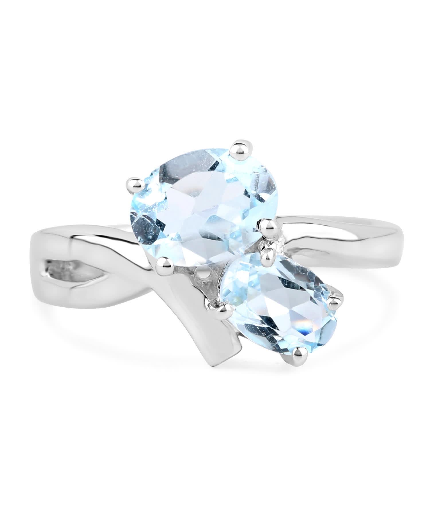 2.55ctw Natural Sky Blue Topaz Rhodium Plated 925 Sterling Silver Two-Stone Ring View 3