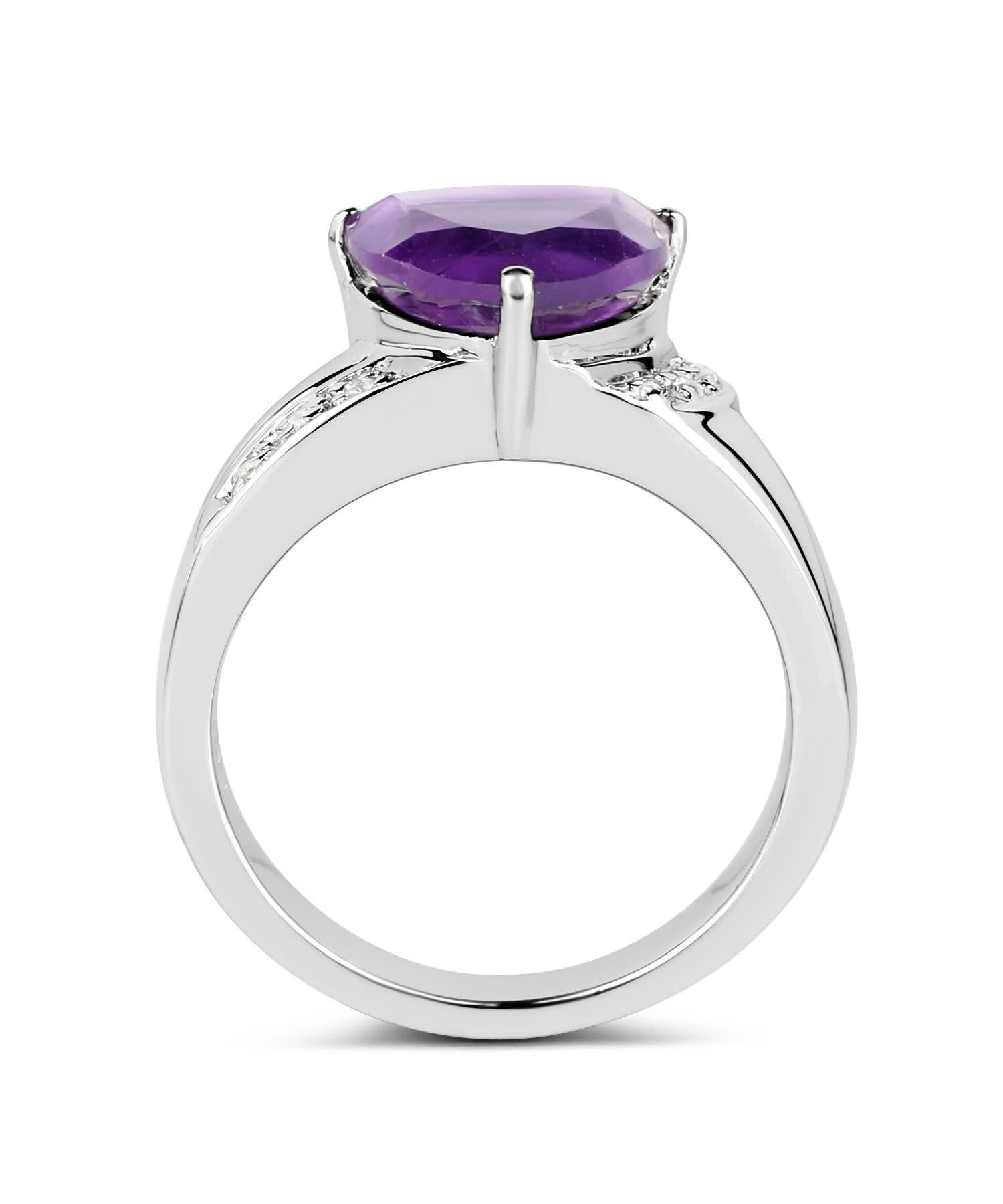 2.75ctw Natural Amethyst and Topaz Rhodium Plated 925 Sterling Silver Triangle Ring View 2