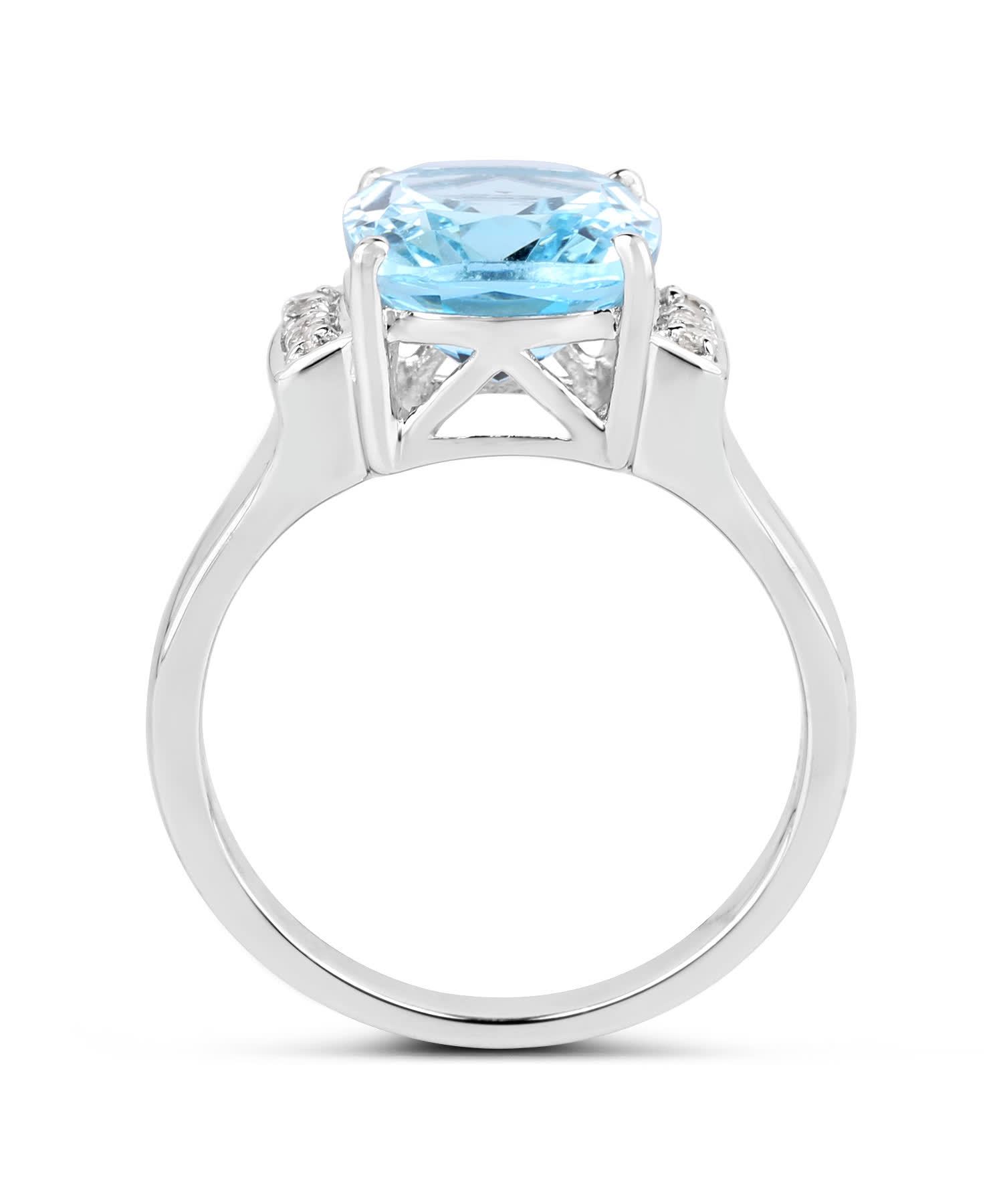 4.28ctw Natural Swiss Blue Topaz Rhodium Plated 925 Sterling Silver Ring View 2
