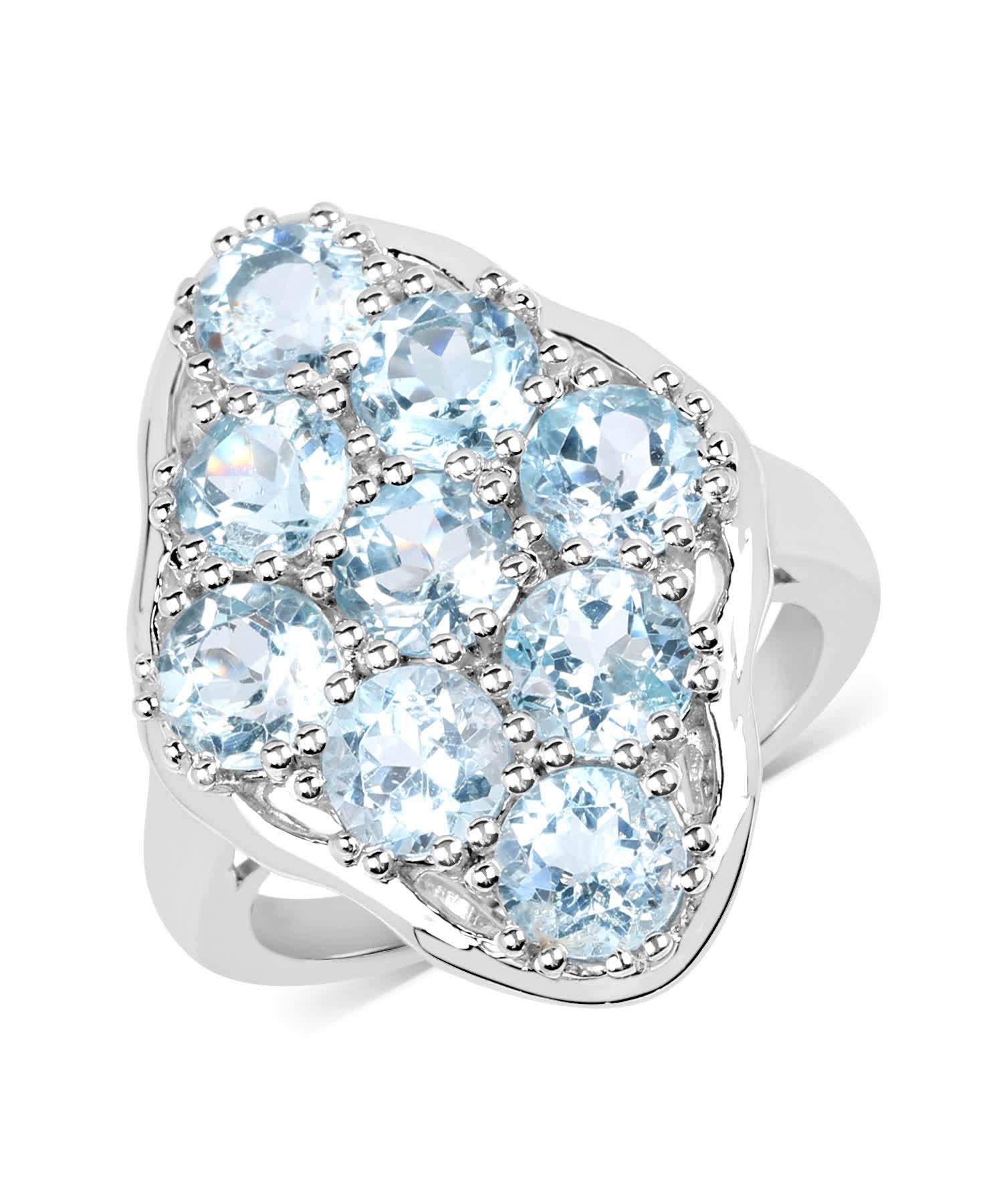 5.40ctw Natural Sky Blue Topaz Rhodium Plated 925 Sterling Silver Right Hand Ring View 1