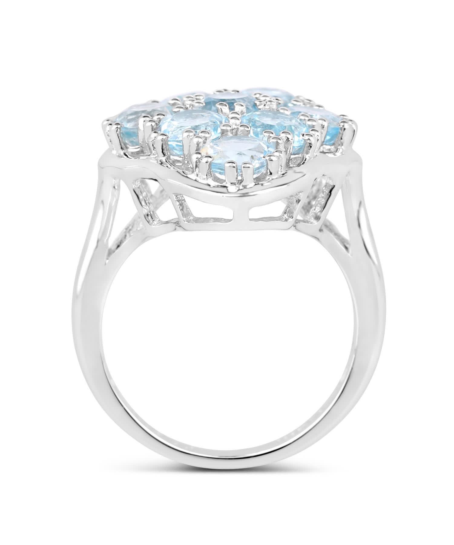 5.40ctw Natural Sky Blue Topaz Rhodium Plated 925 Sterling Silver Right Hand Ring View 2