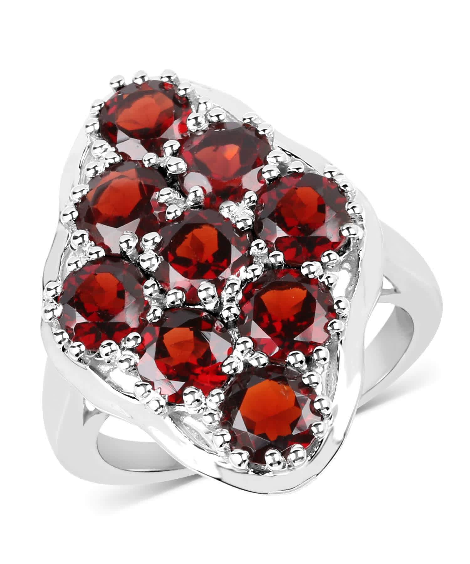 5.22ctw Natural Pomegranate Garnet Rhodium Plated 925 Sterling Silver Right Hand Ring View 1