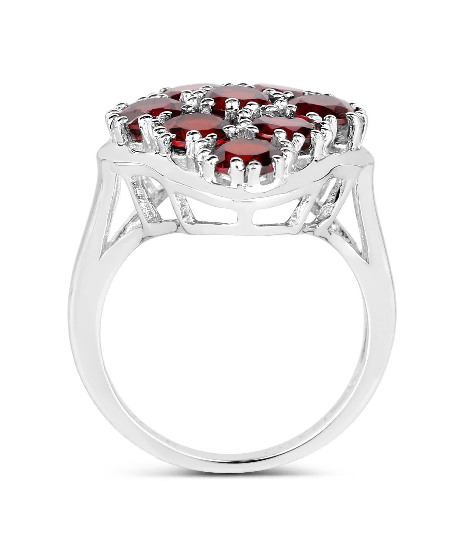 5.22ctw Natural Pomegranate Garnet Rhodium Plated 925 Sterling Silver Right Hand Ring View 2