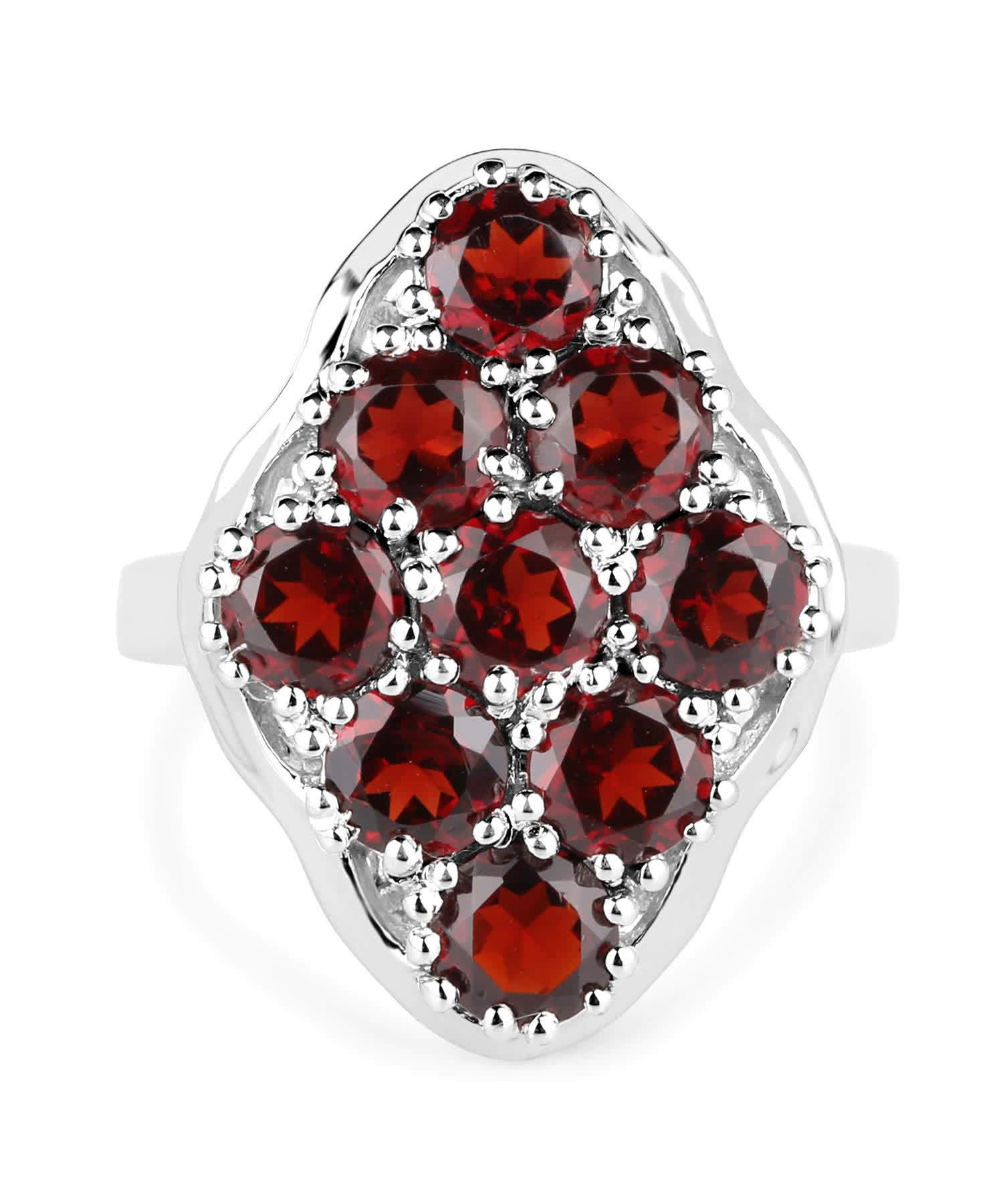 5.22ctw Natural Pomegranate Garnet Rhodium Plated 925 Sterling Silver Right Hand Ring View 3