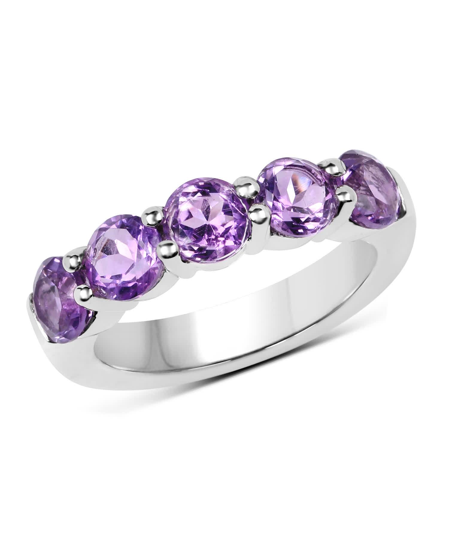 2.25ctw Natural Amethyst Rhodium Plated 925 Sterling Silver Band View 1