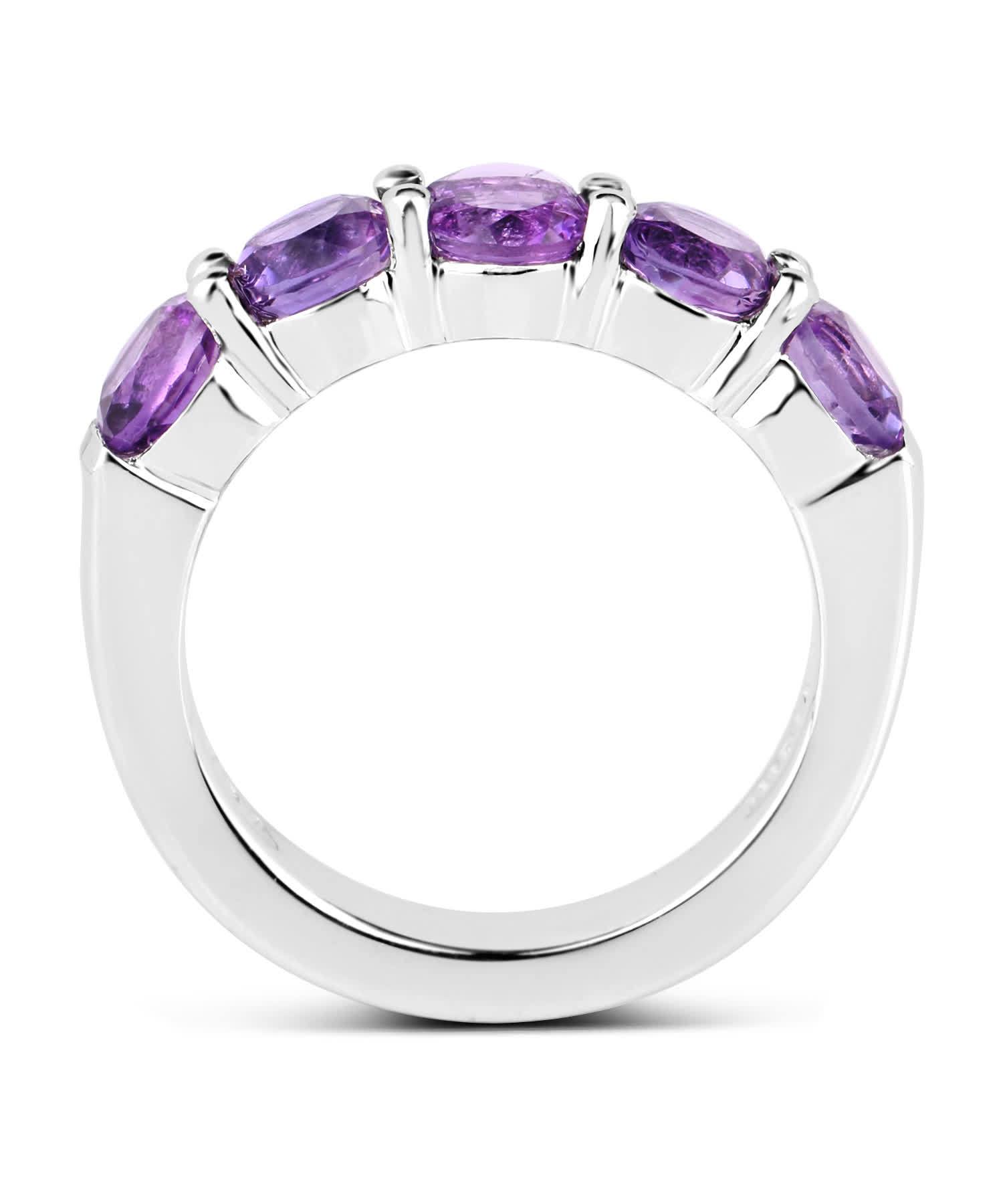 2.25ctw Natural Amethyst Rhodium Plated 925 Sterling Silver Band View 2