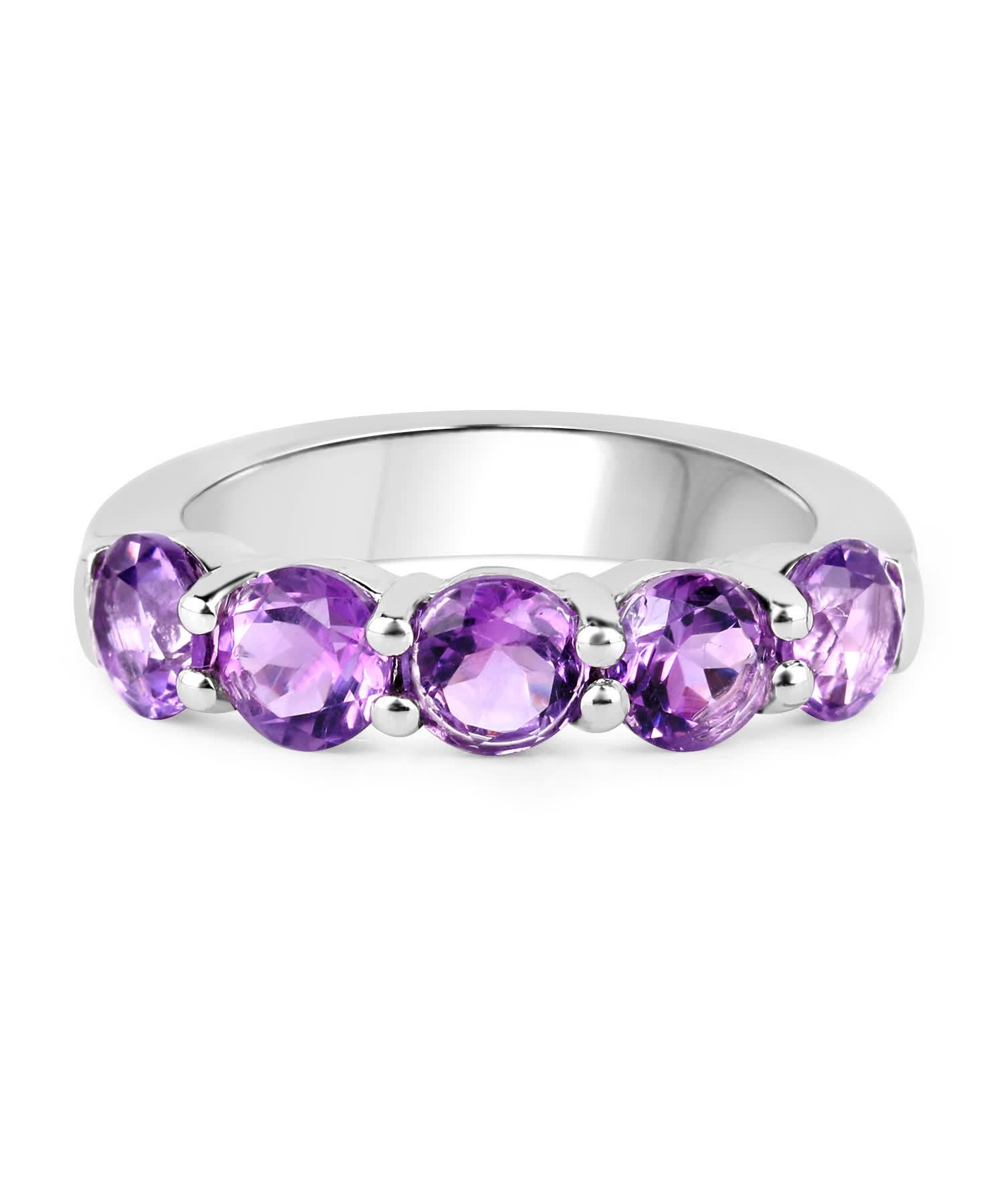 2.25ctw Natural Amethyst Rhodium Plated 925 Sterling Silver Band View 3