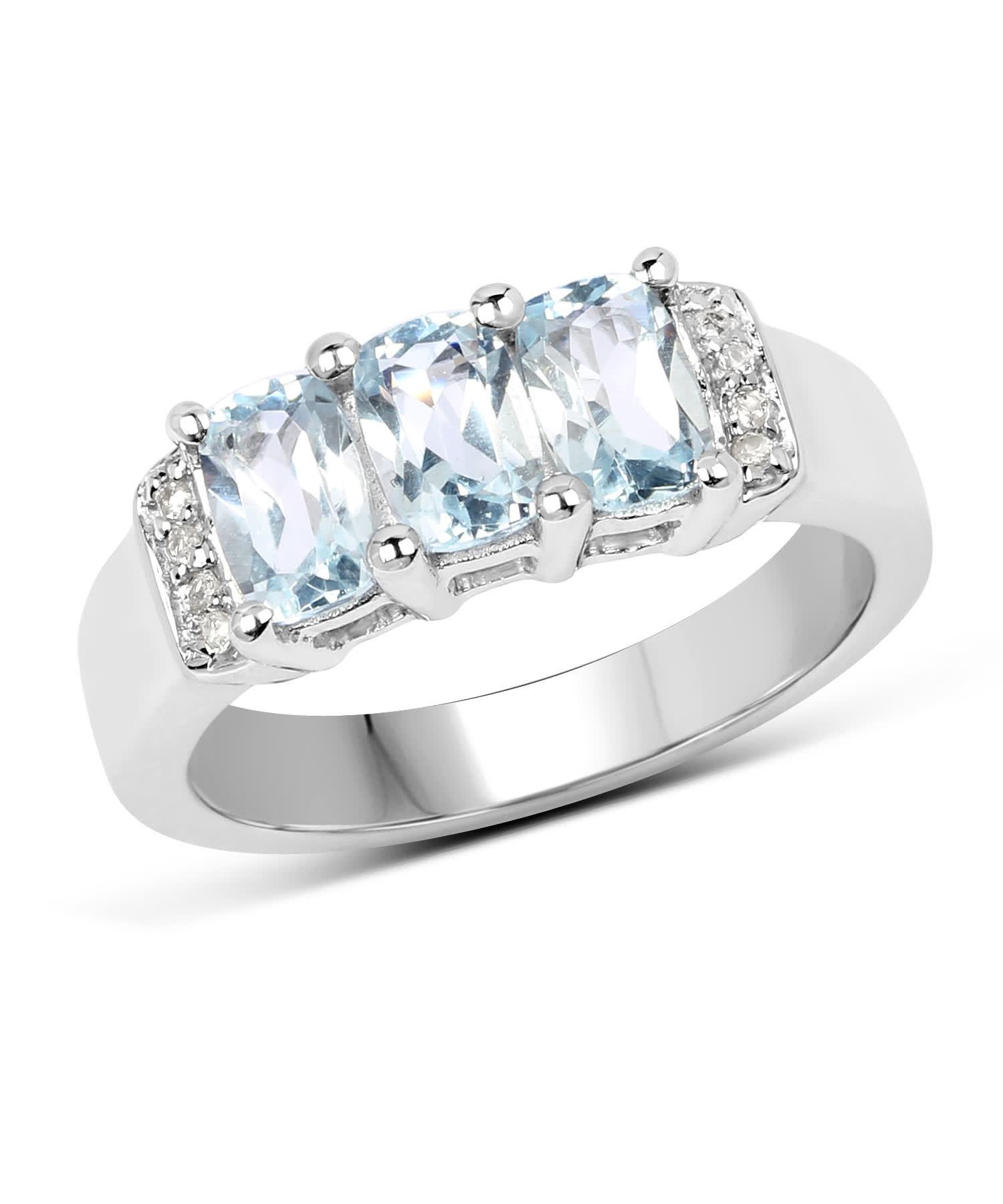 1.84ctw Natural Sky Blue Topaz Rhodium Plated 925 Sterling Silver Two-Stone Ring View 1