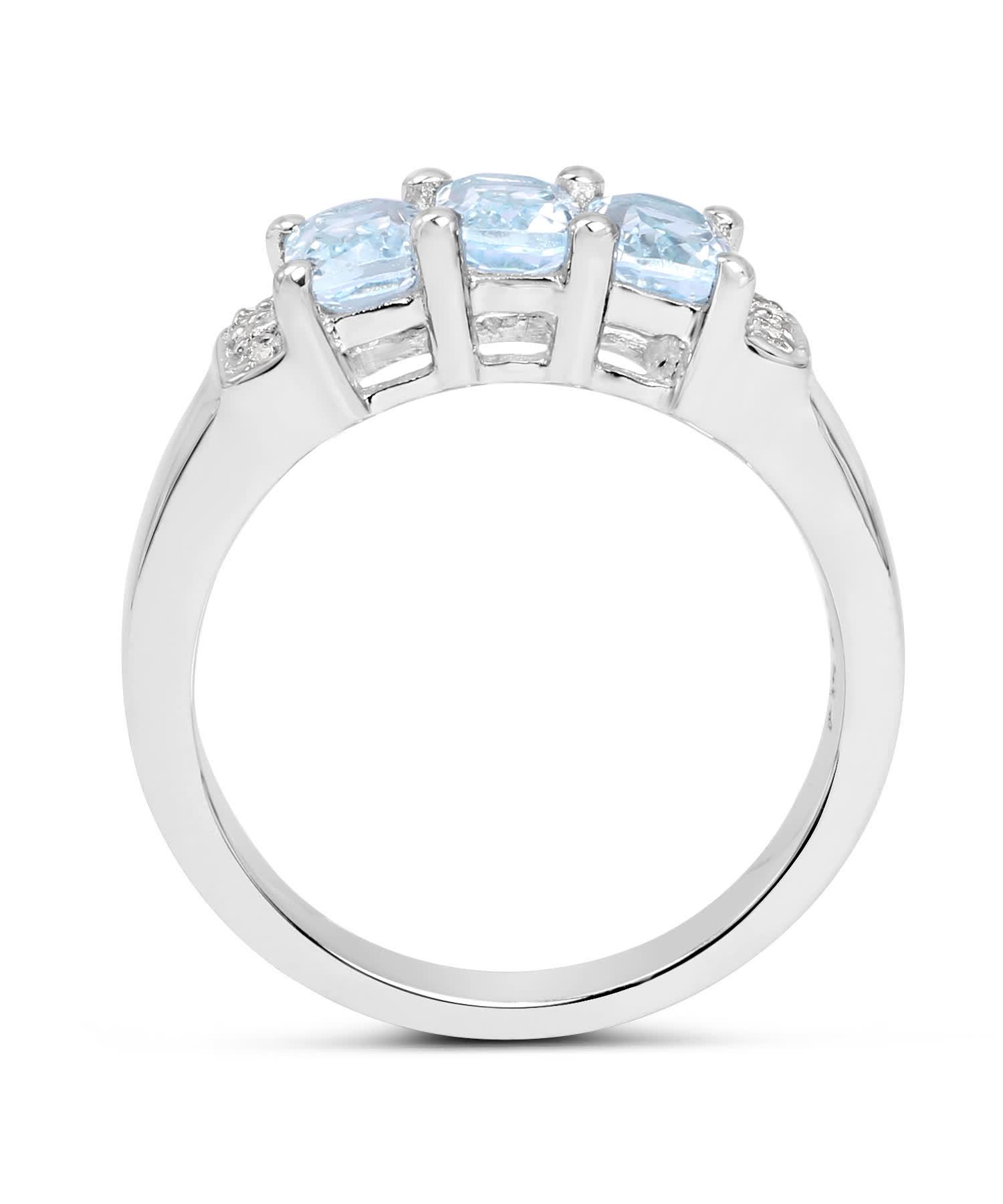 1.84ctw Natural Sky Blue Topaz Rhodium Plated 925 Sterling Silver Two-Stone Ring View 2