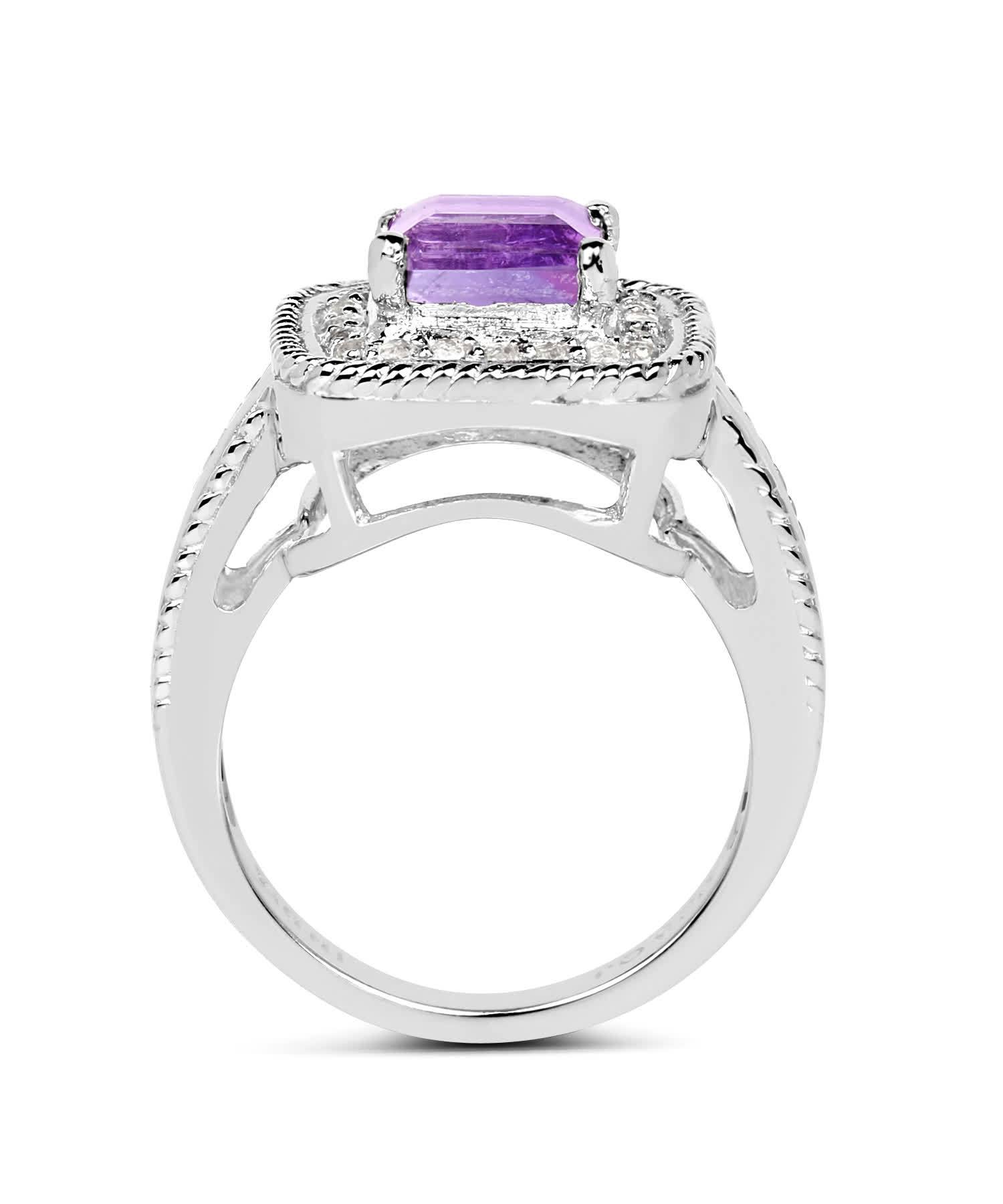 1.80ctw Natural Amethyst and Topaz Rhodium Plated 925 Sterling Silver Fashion Ring View 2