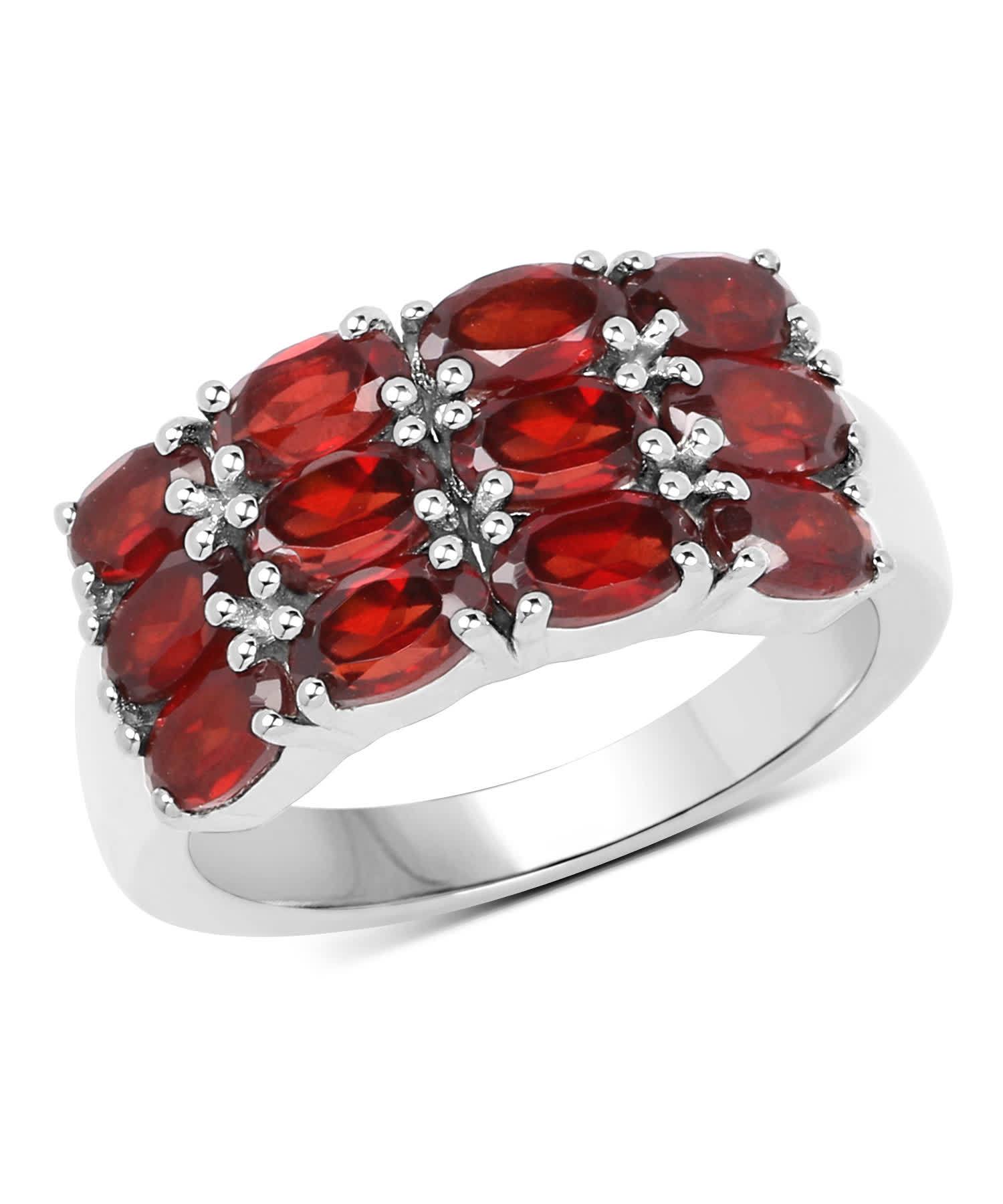 3.84ctw Natural Garnet Rhodium Plated 925 Sterling Silver Right Hand Ring View 1