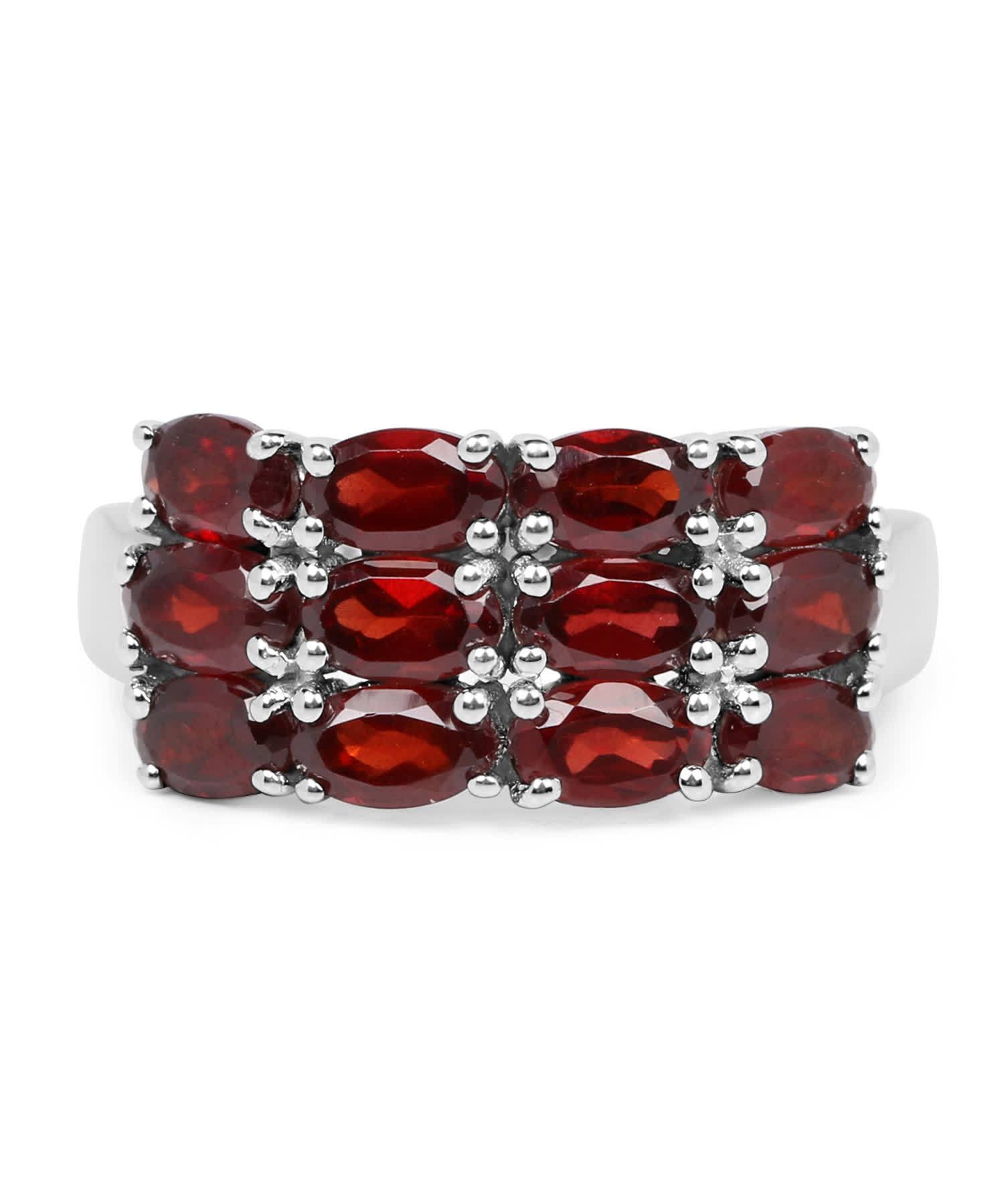 3.84ctw Natural Garnet Rhodium Plated 925 Sterling Silver Right Hand Ring View 3