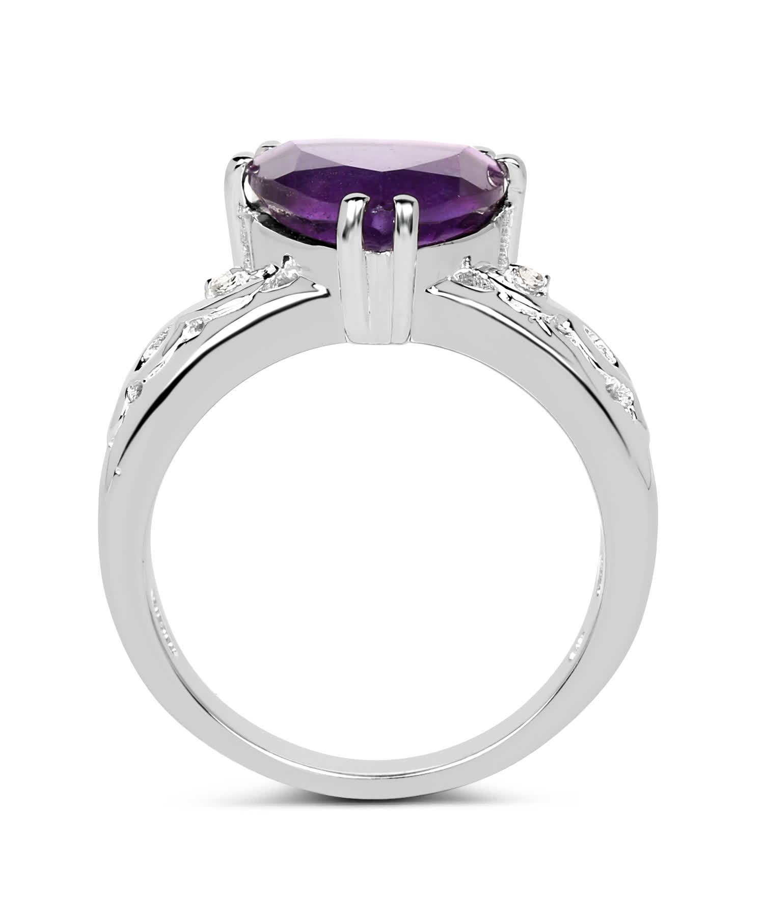 2.71ctw Natural Amethyst and Topaz Rhodium Plated 925 Sterling Silver Triangle Ring View 2