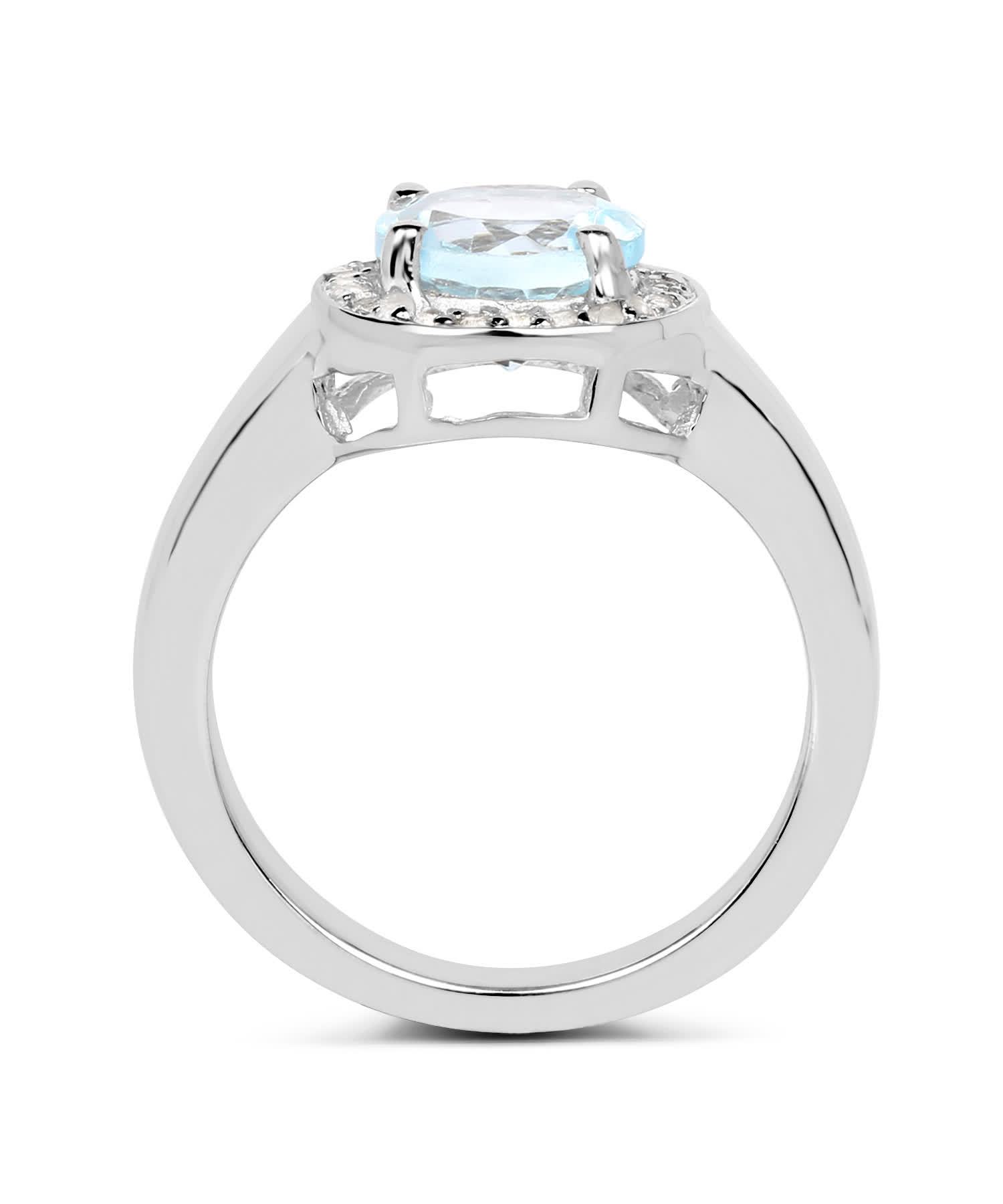 2.37ctw Natural Sky Blue Topaz Rhodium Plated 925 Sterling Silver Halo Right Hand Ring View 2