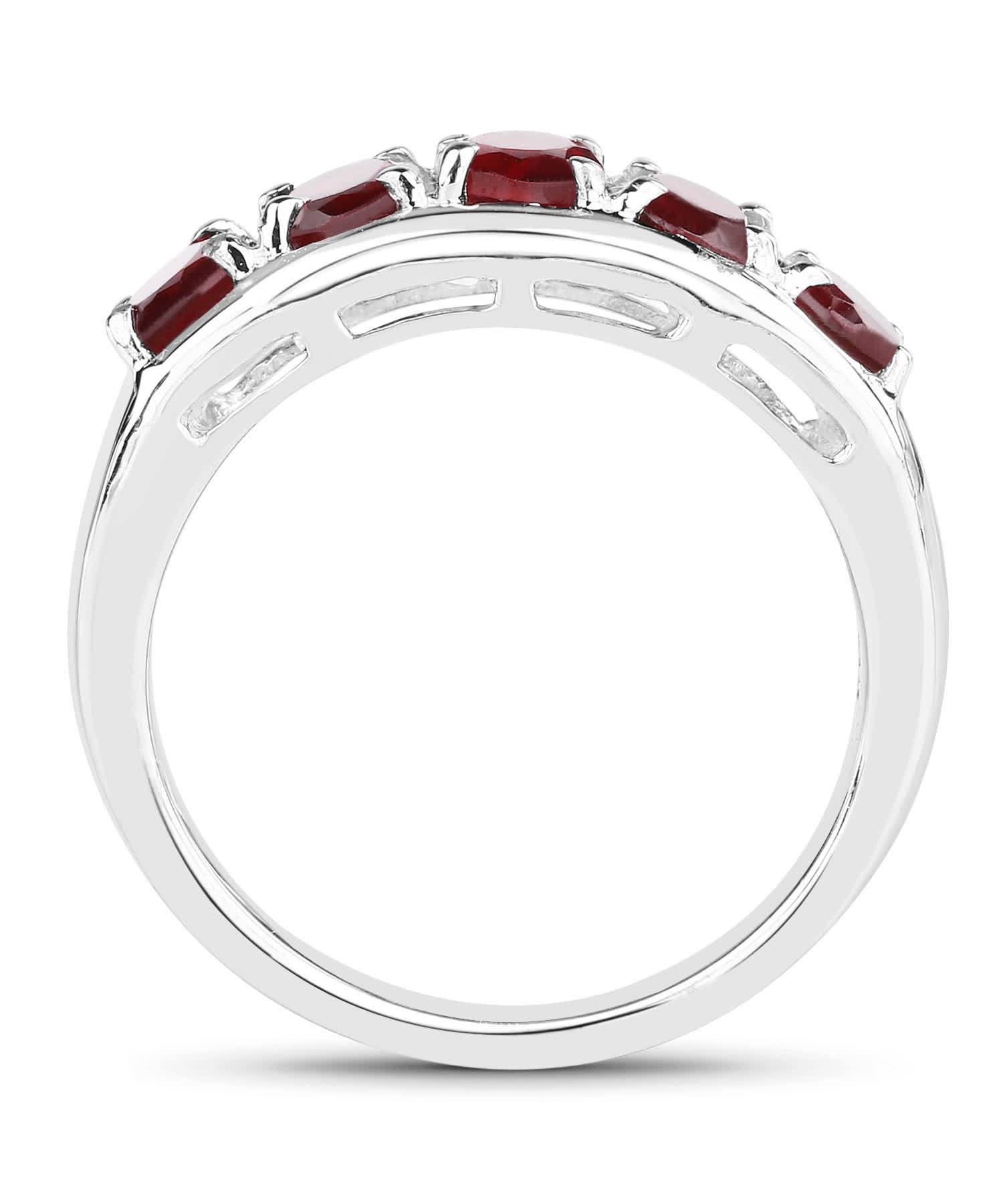 2.50ctw Natural Garnet Rhodium Plated 925 Sterling Silver Band View 2