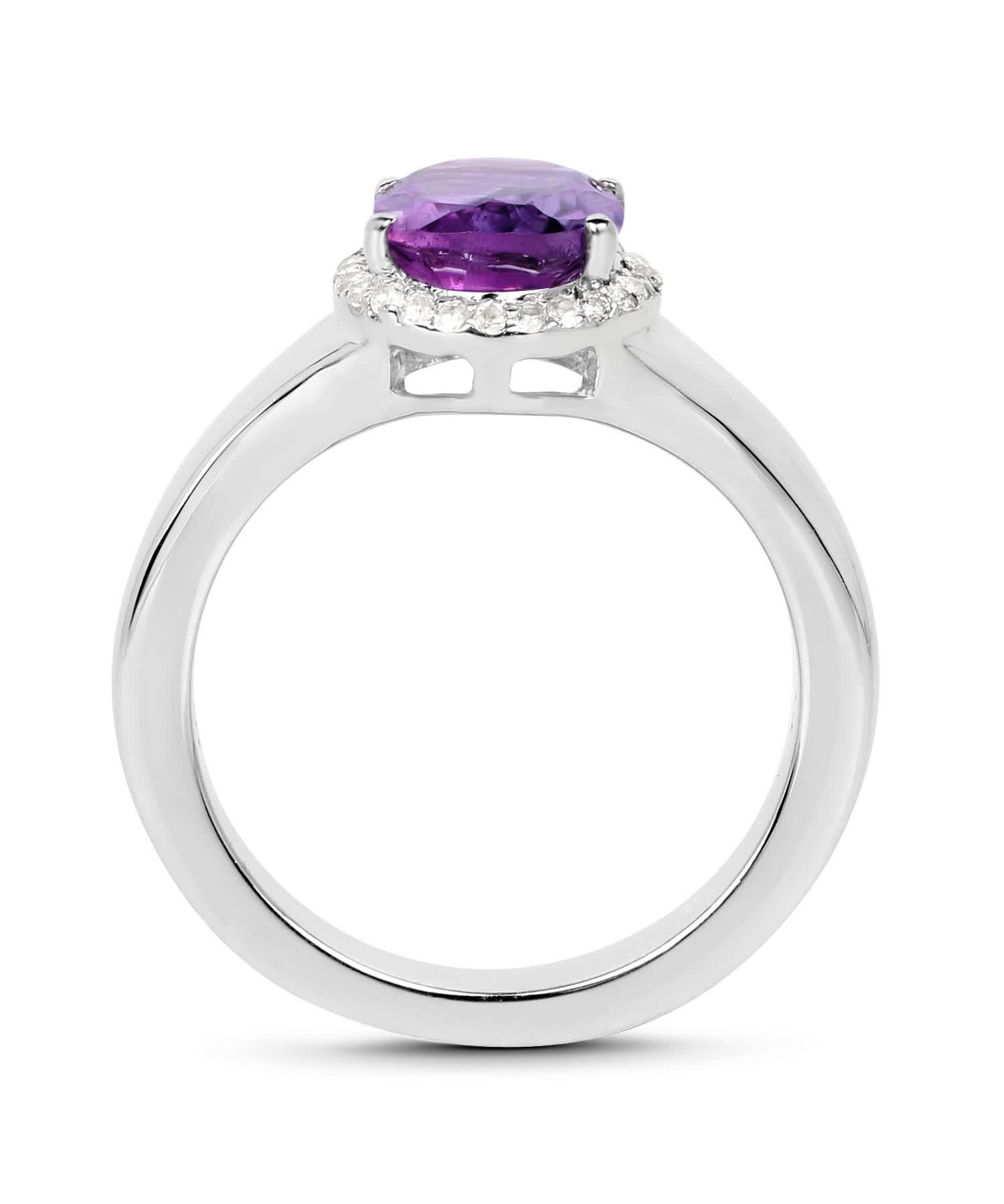 1.73ctw Natural Amethyst and Topaz Rhodium Plated 925 Sterling Silver Ring View 2