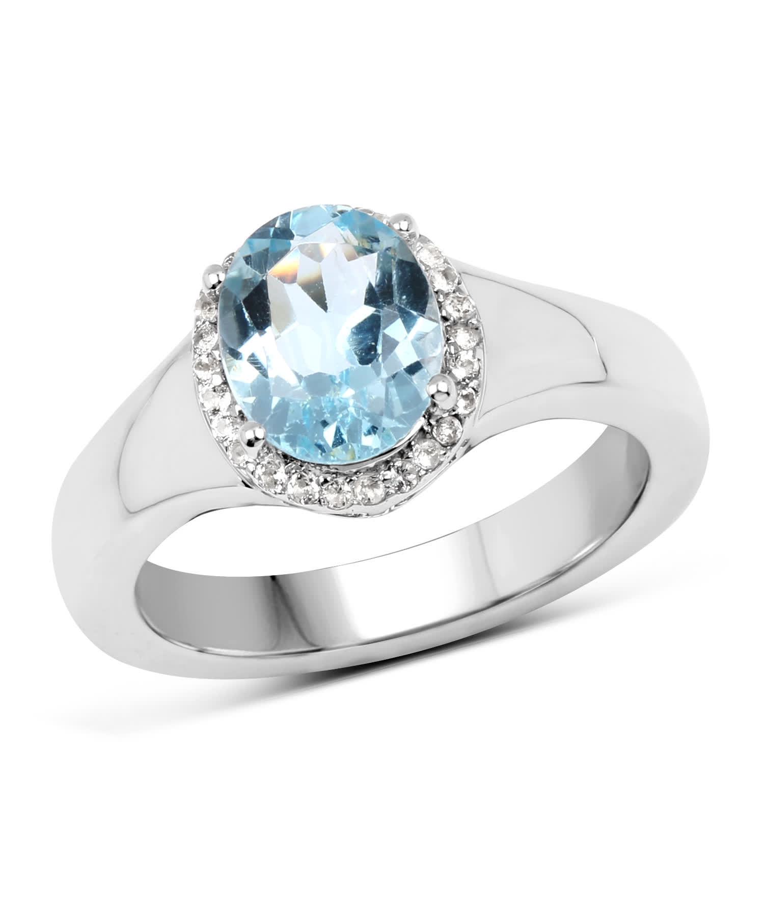 2.63ctw Natural Sky Blue Topaz Rhodium Plated 925 Sterling Silver Ring View 1