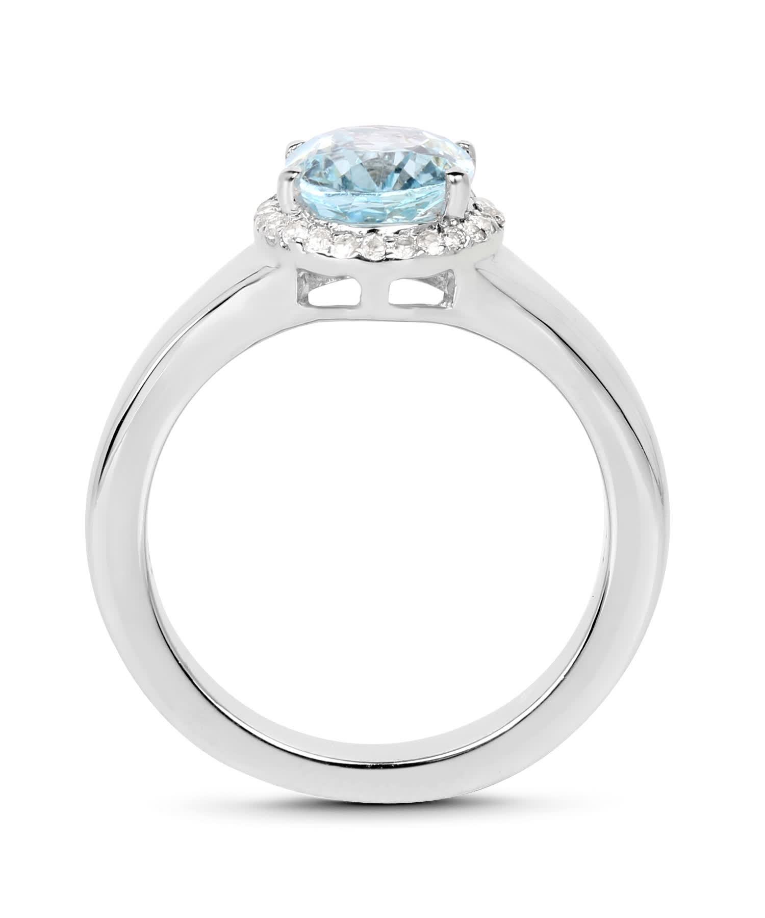 2.63ctw Natural Sky Blue Topaz Rhodium Plated 925 Sterling Silver Ring View 2