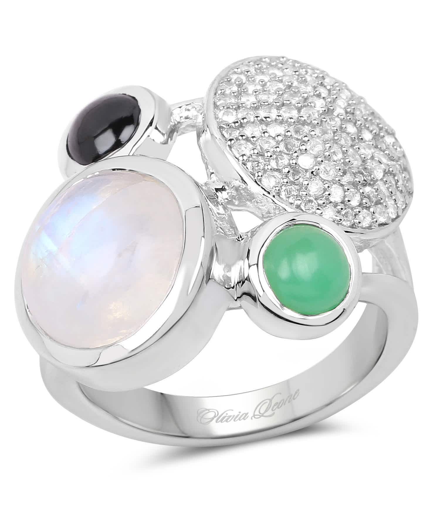 Genuine Rainbow Moonstone Ring – 1.90 Carat Cushion Cut, .925 Silver Overlay Solitaire Setting – High Polish Finish
