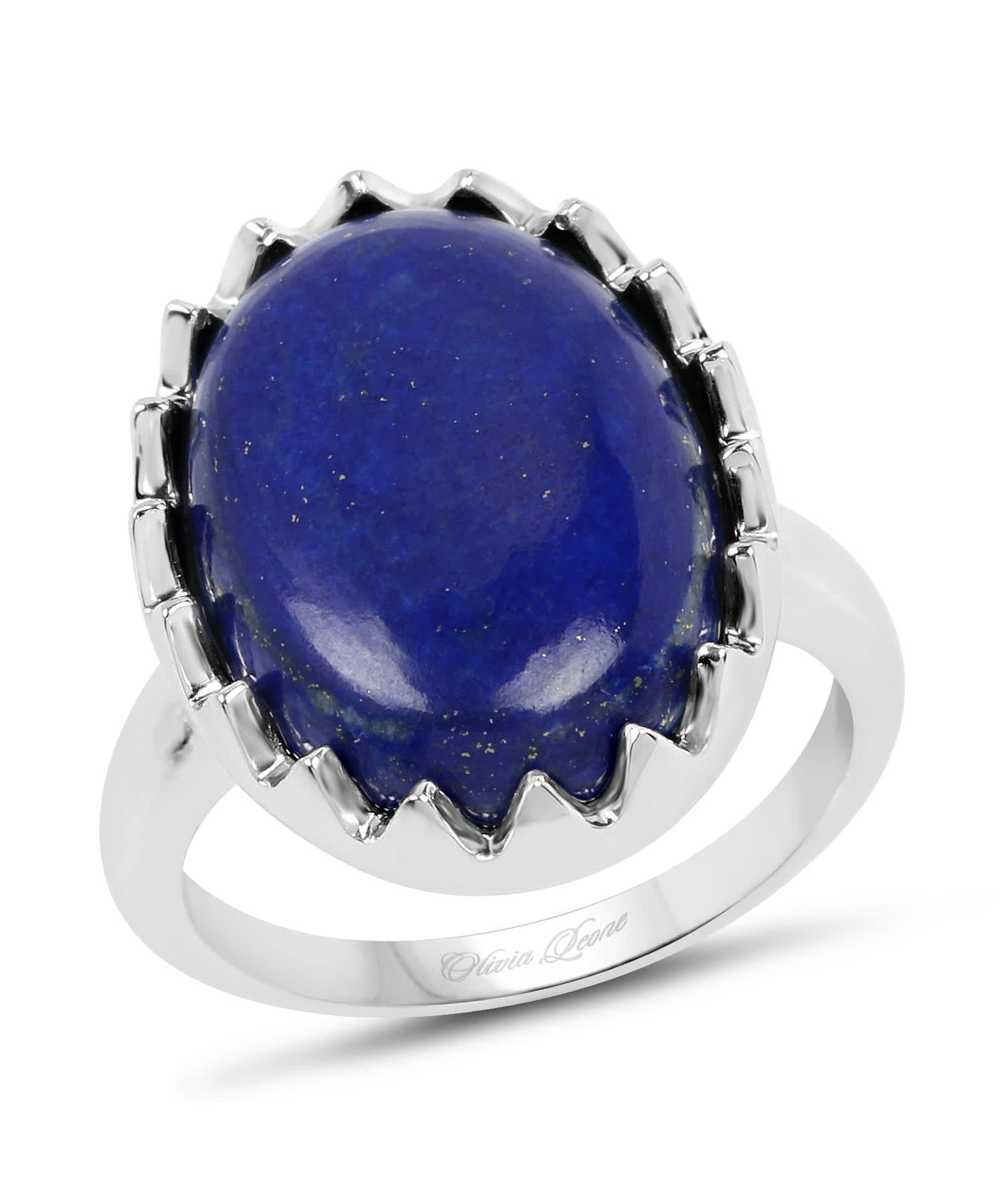 Olivia Leone 9.90ctw Natural Lapis Lazuli Rhodium Plated 925 Sterling Silver Designer Ring View 1