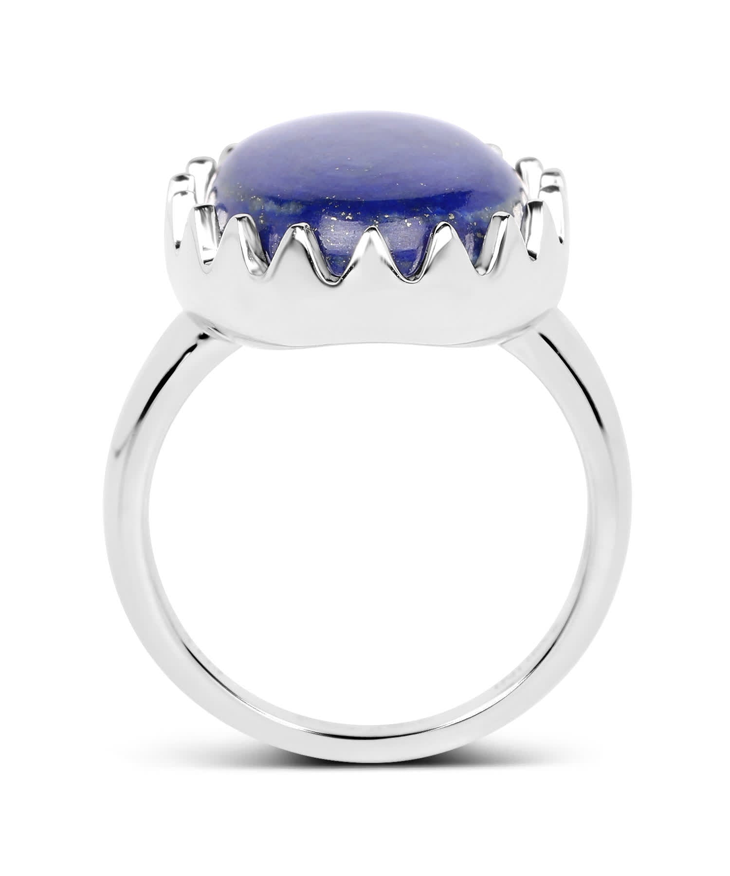 Olivia Leone 9.90ctw Natural Lapis Lazuli Rhodium Plated 925 Sterling Silver Designer Ring View 2