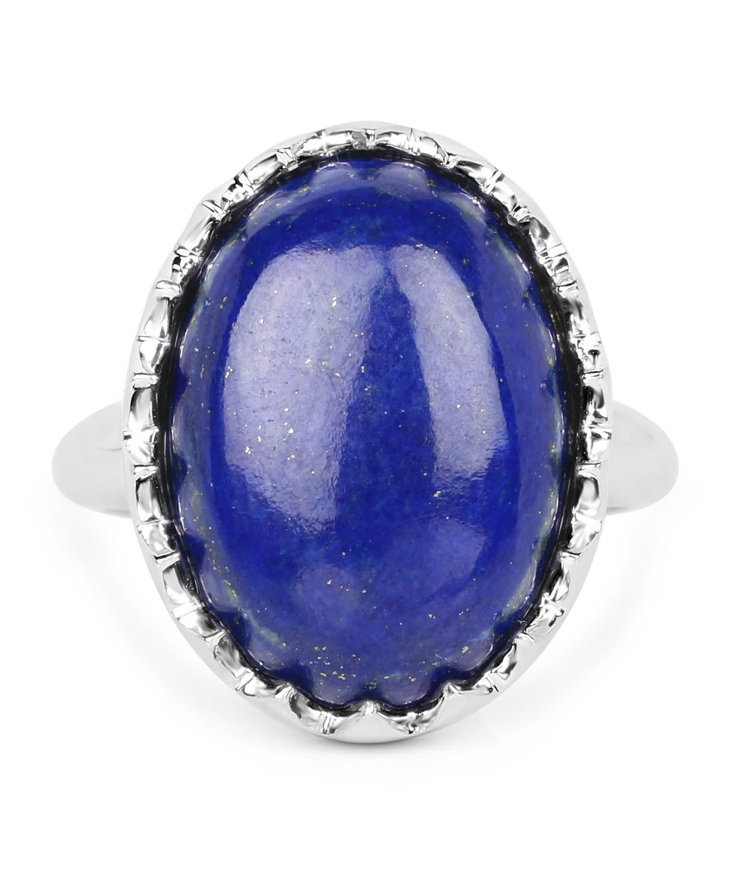 Olivia Leone 9.90ctw Natural Lapis Lazuli Rhodium Plated 925 Sterling Silver Designer Ring View 3