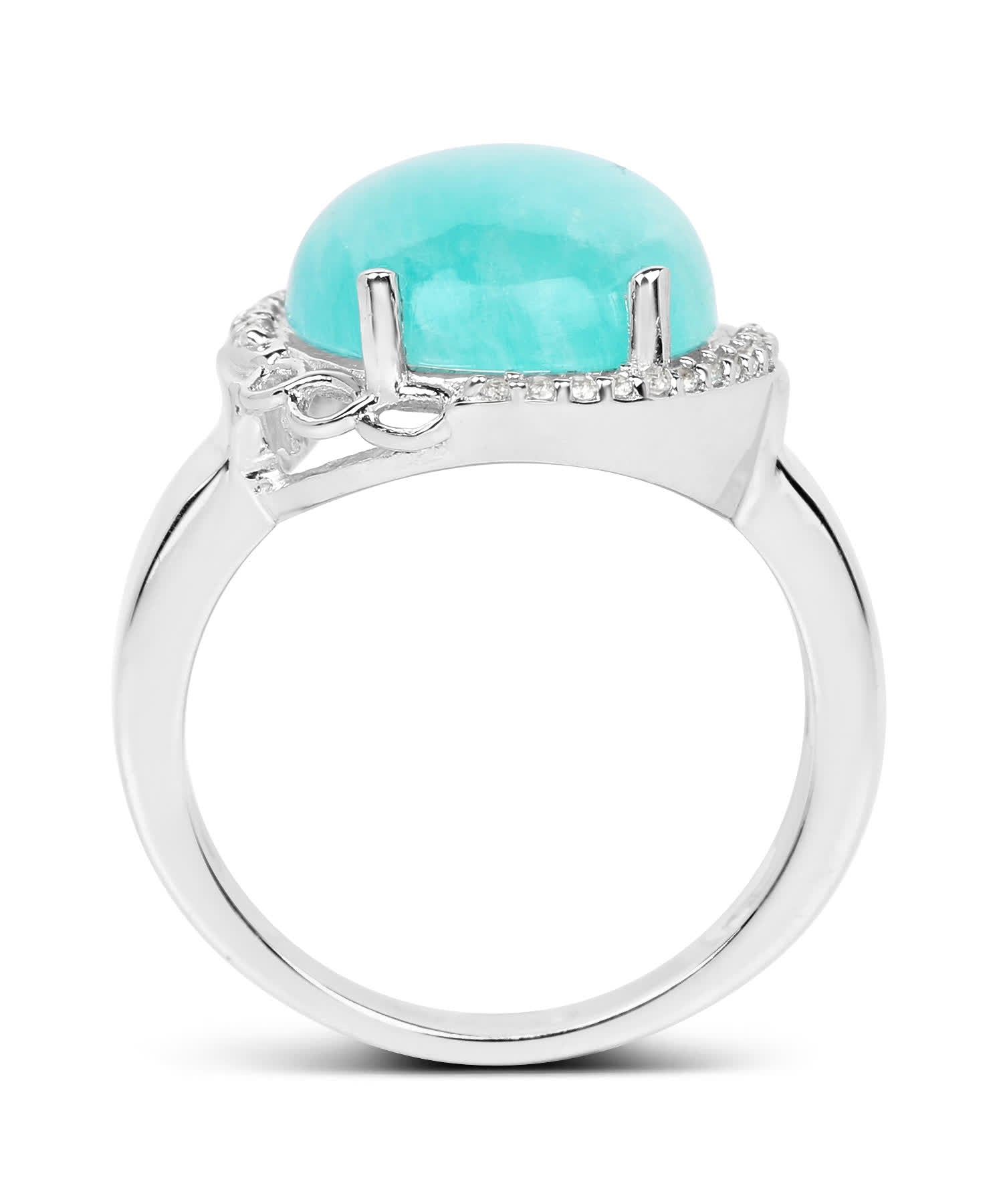 Olivia Leone 7.86ctw Natural Amazonite and Topaz Rhodium Plated 925 Sterling Silver Designer Ring View 2