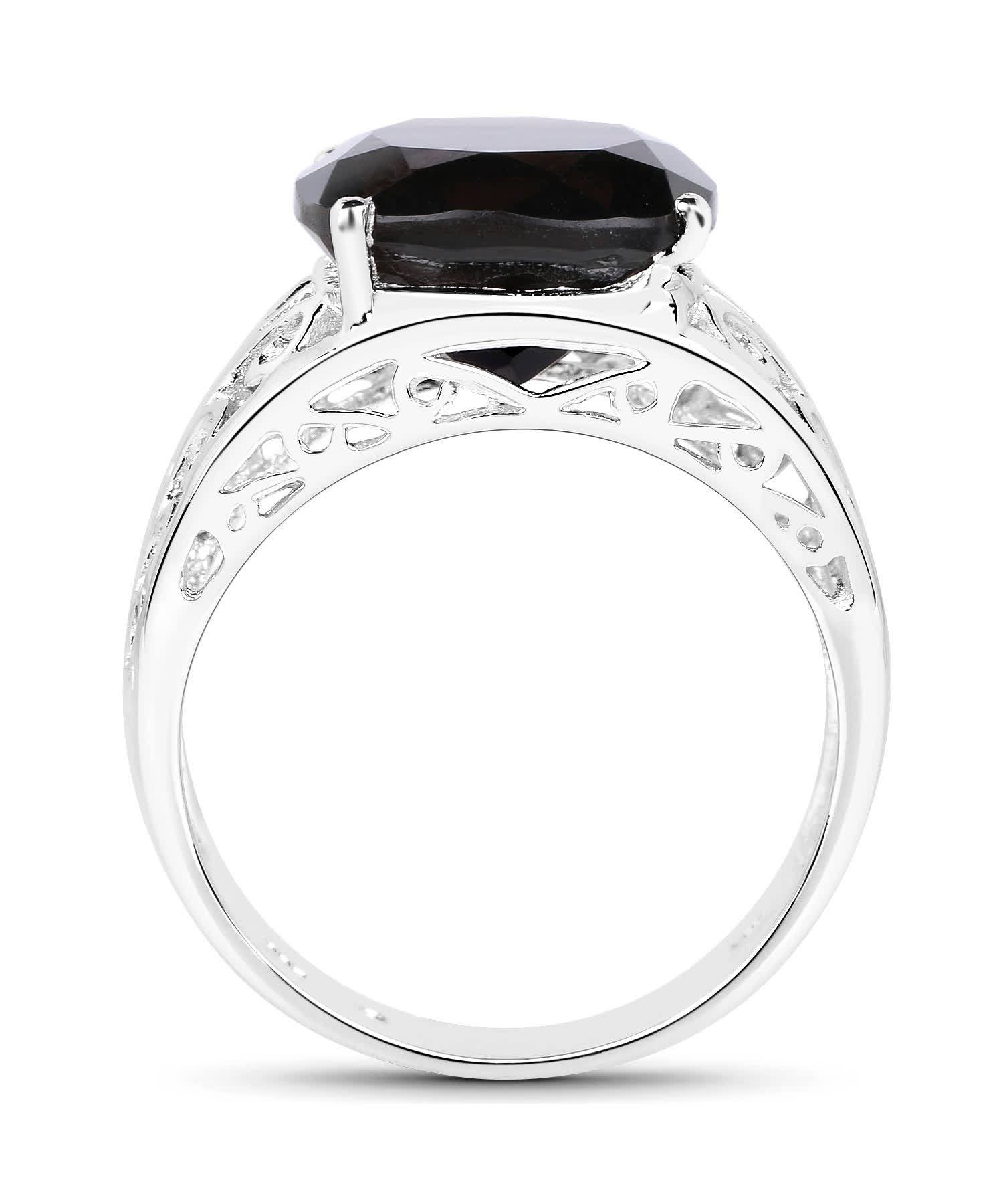 7.09ctw Natural Smoky Quartz Rhodium Plated 925 Sterling Silver Cocktail Ring View 2