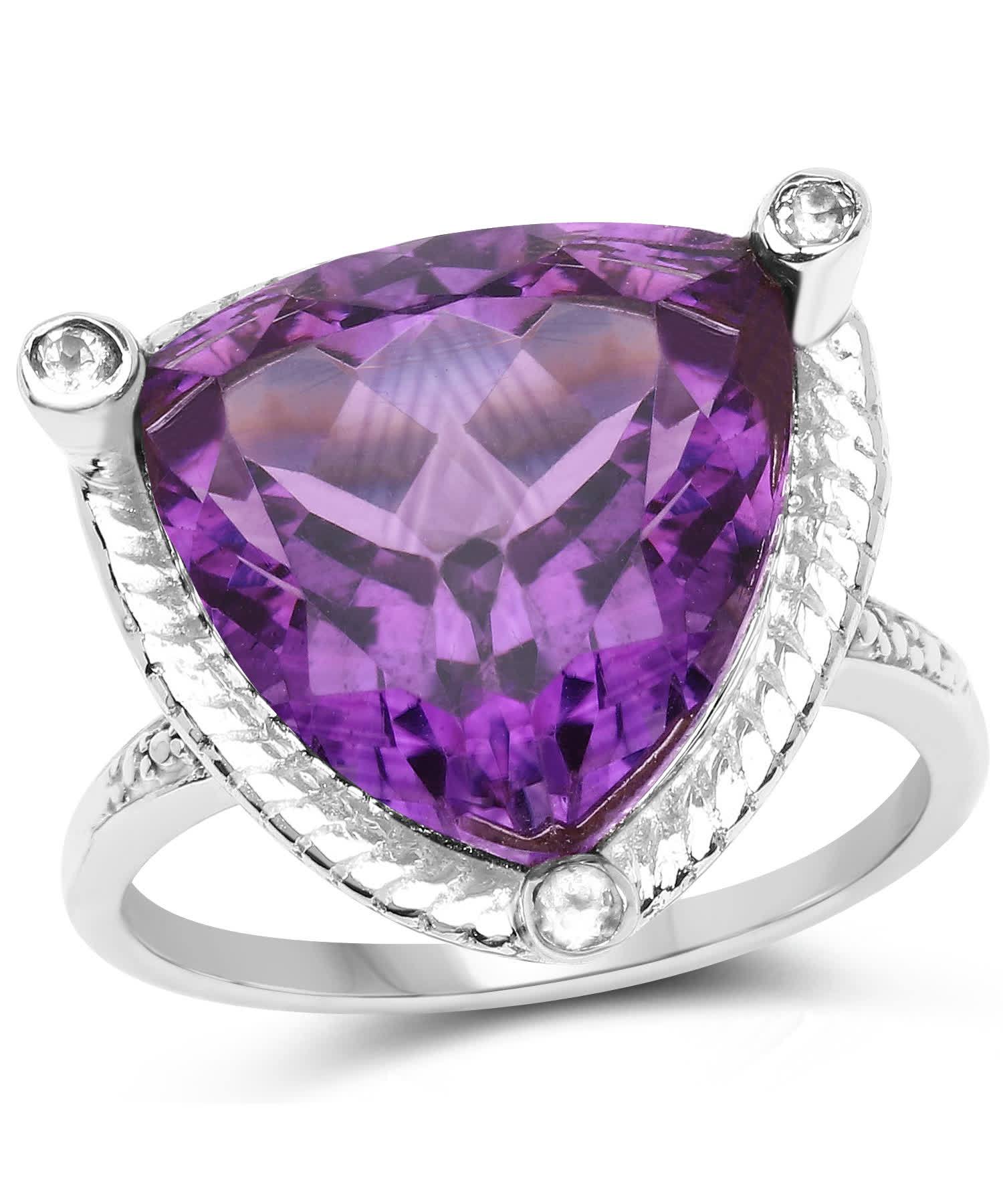 8.30ctw Natural Amethyst and Topaz Triangle Cocktail Ring View 1