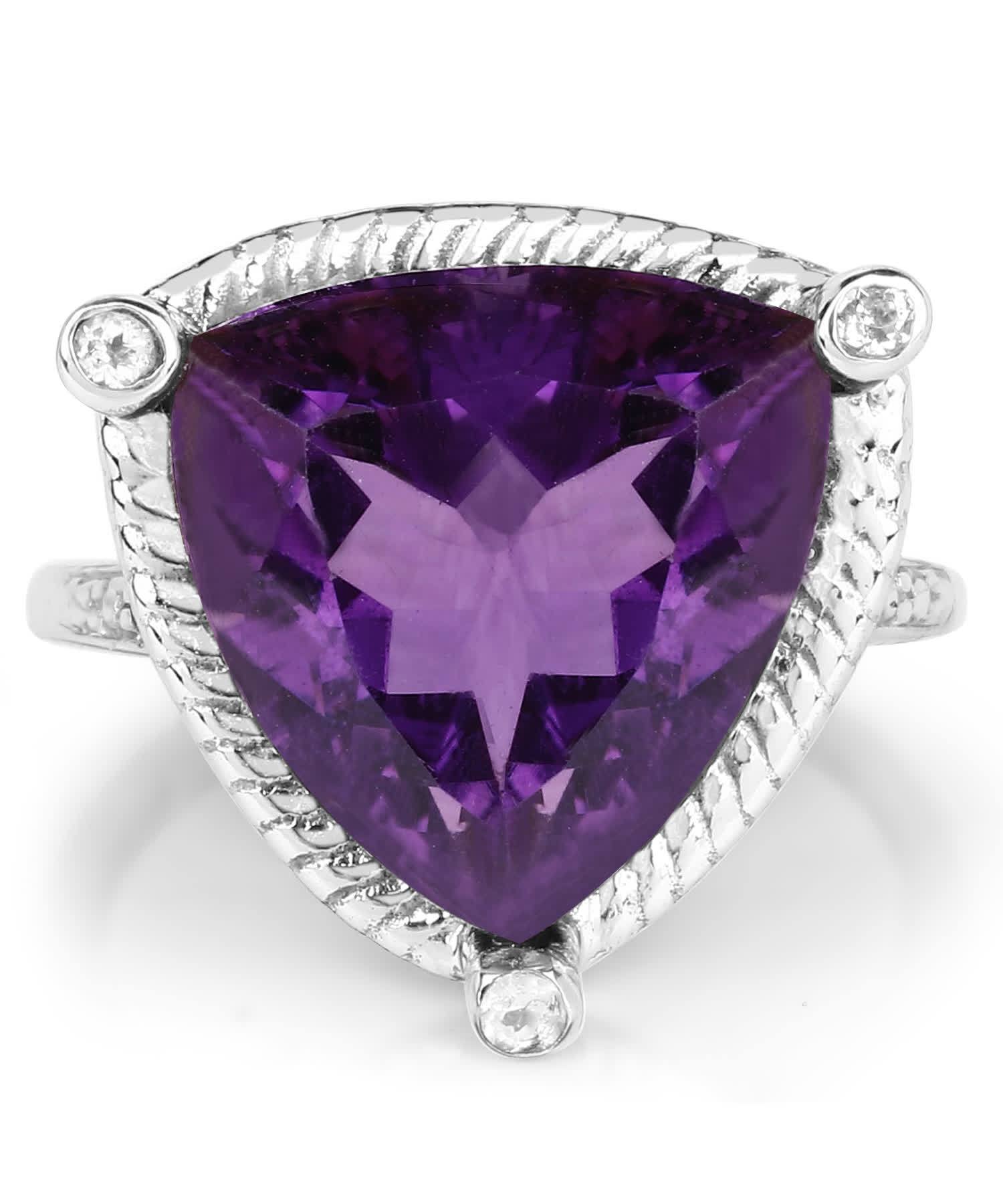 8.30ctw Natural Amethyst and Topaz Triangle Cocktail Ring View 3