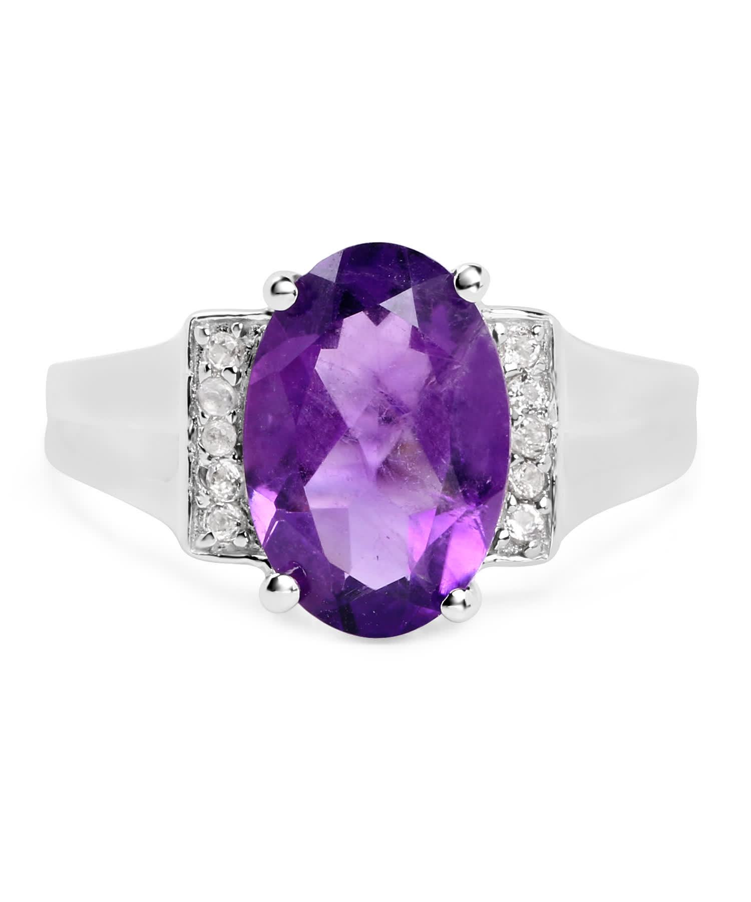 3.12ctw Natural Amethyst and Topaz Rhodium Plated 925 Sterling Silver Ring View 3