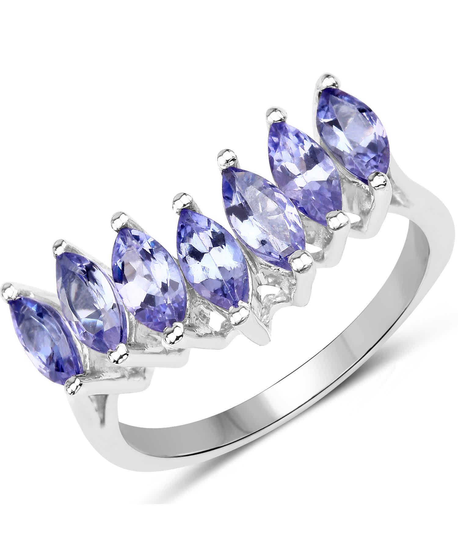 1.68ctw Natural Tanzanite Rhodium Plated 925 Sterling Silver Marquise Right Hand Ring View 1
