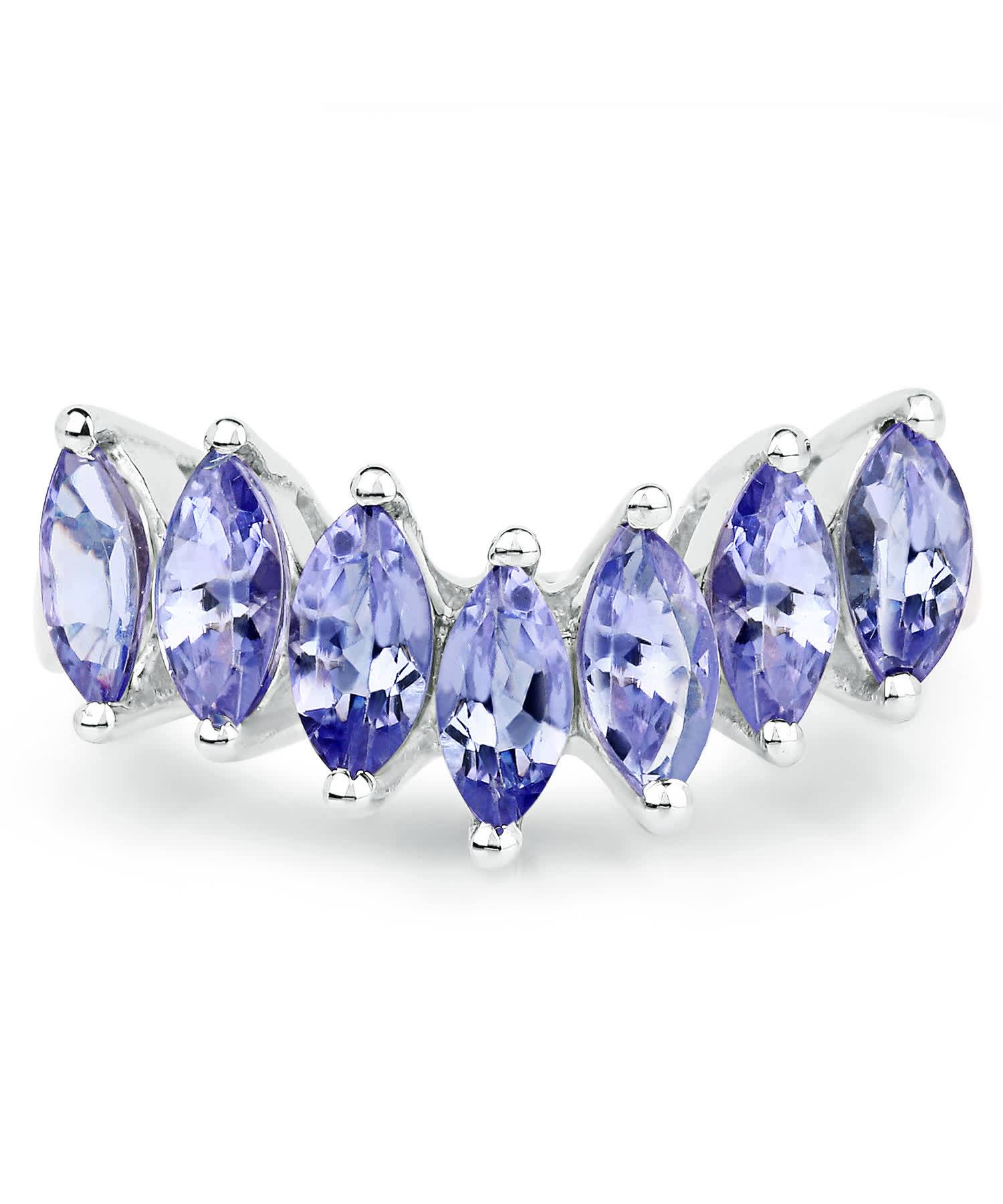 1.68ctw Natural Tanzanite Rhodium Plated 925 Sterling Silver Marquise Right Hand Ring View 3