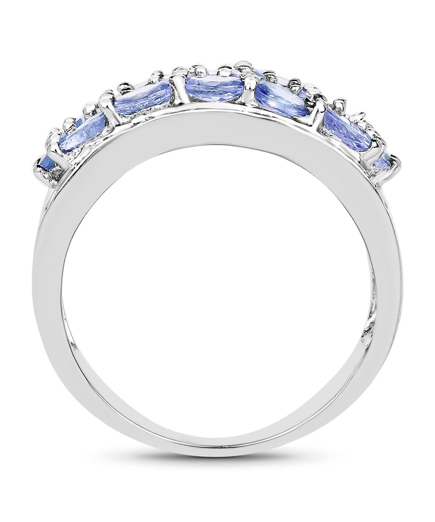2.76ctw Natural Tanzanite and Topaz Rhodium Plated 925 Sterling Silver Right Hand Ring View 2
