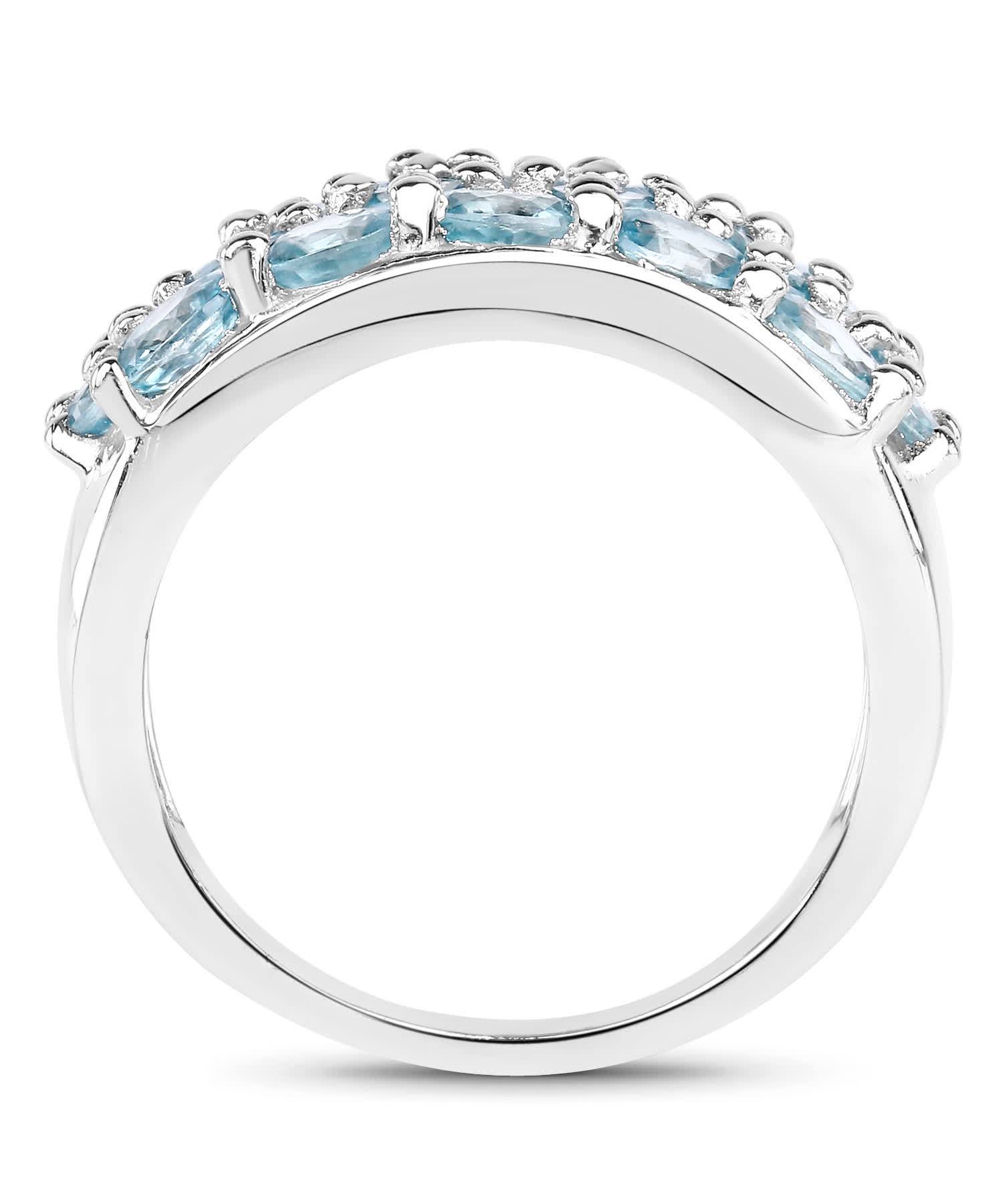 4.00ctw Natural Blue Zircon Rhodium Plated 925 Sterling Silver Right Hand Ring View 2