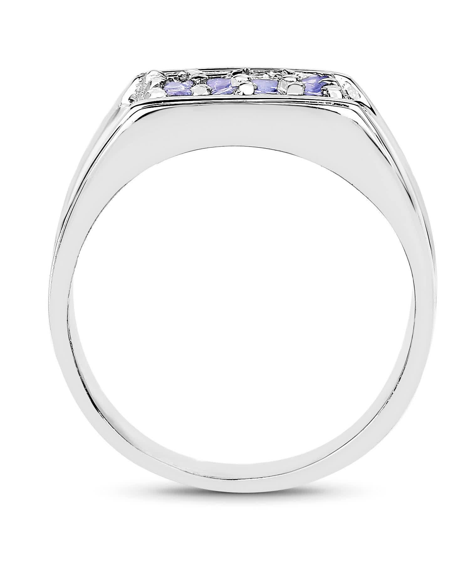 0.56ctw Natural Tanzanite Rhodium Plated 925 Sterling Silver Ring View 2