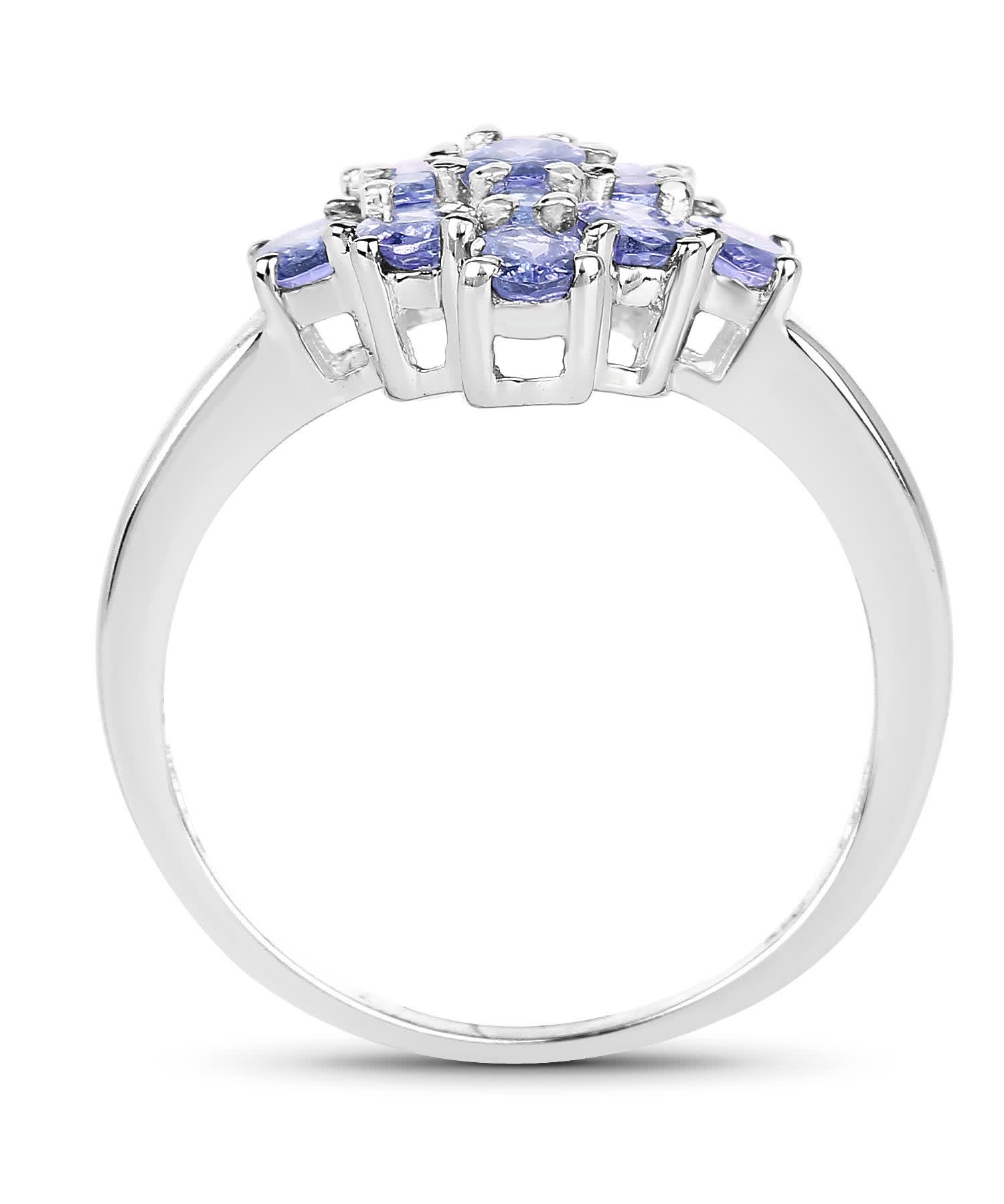 1.67ctw Natural Tanzanite Rhodium Plated 925 Sterling Silver Cluster Ring View 2