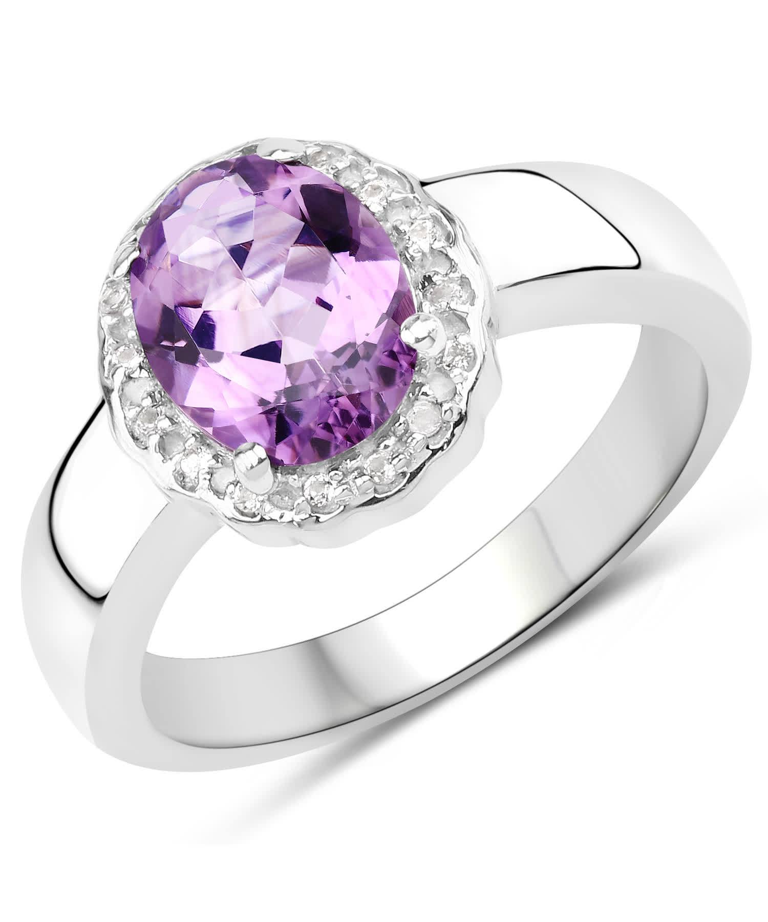 1.68ctw Natural Amethyst and Topaz Rhodium Plated 925 Sterling Silver Ring View 1