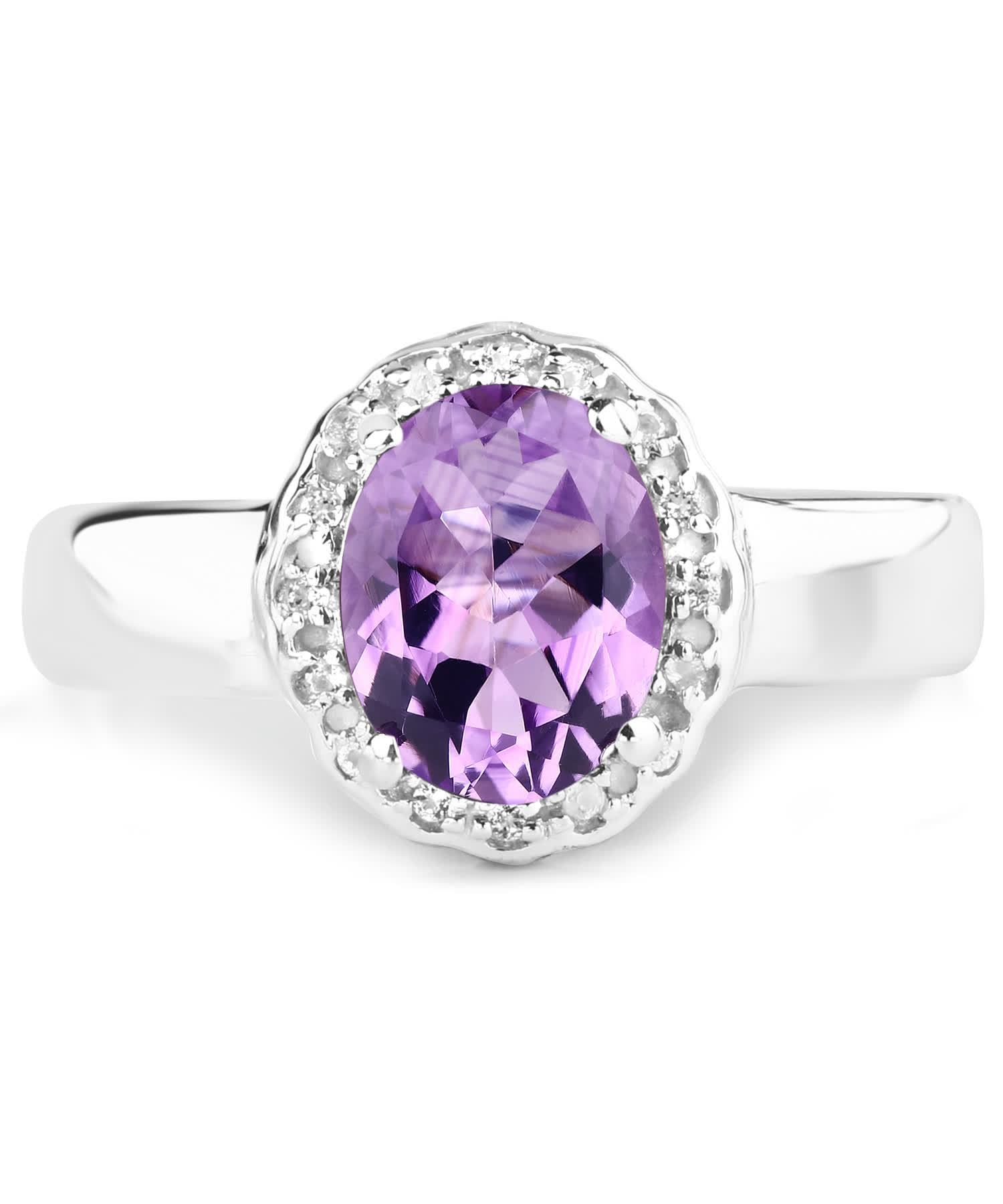 1.68ctw Natural Amethyst and Topaz Rhodium Plated 925 Sterling Silver Ring View 3