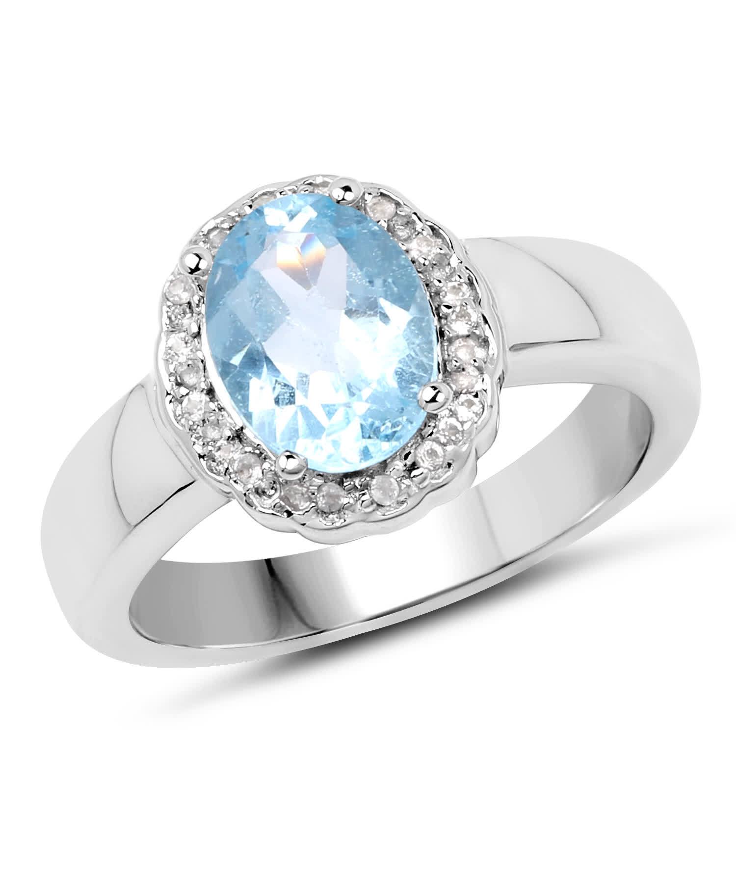 2.58ctw Natural Sky Blue Topaz Rhodium Plated 925 Sterling Silver Ring View 1