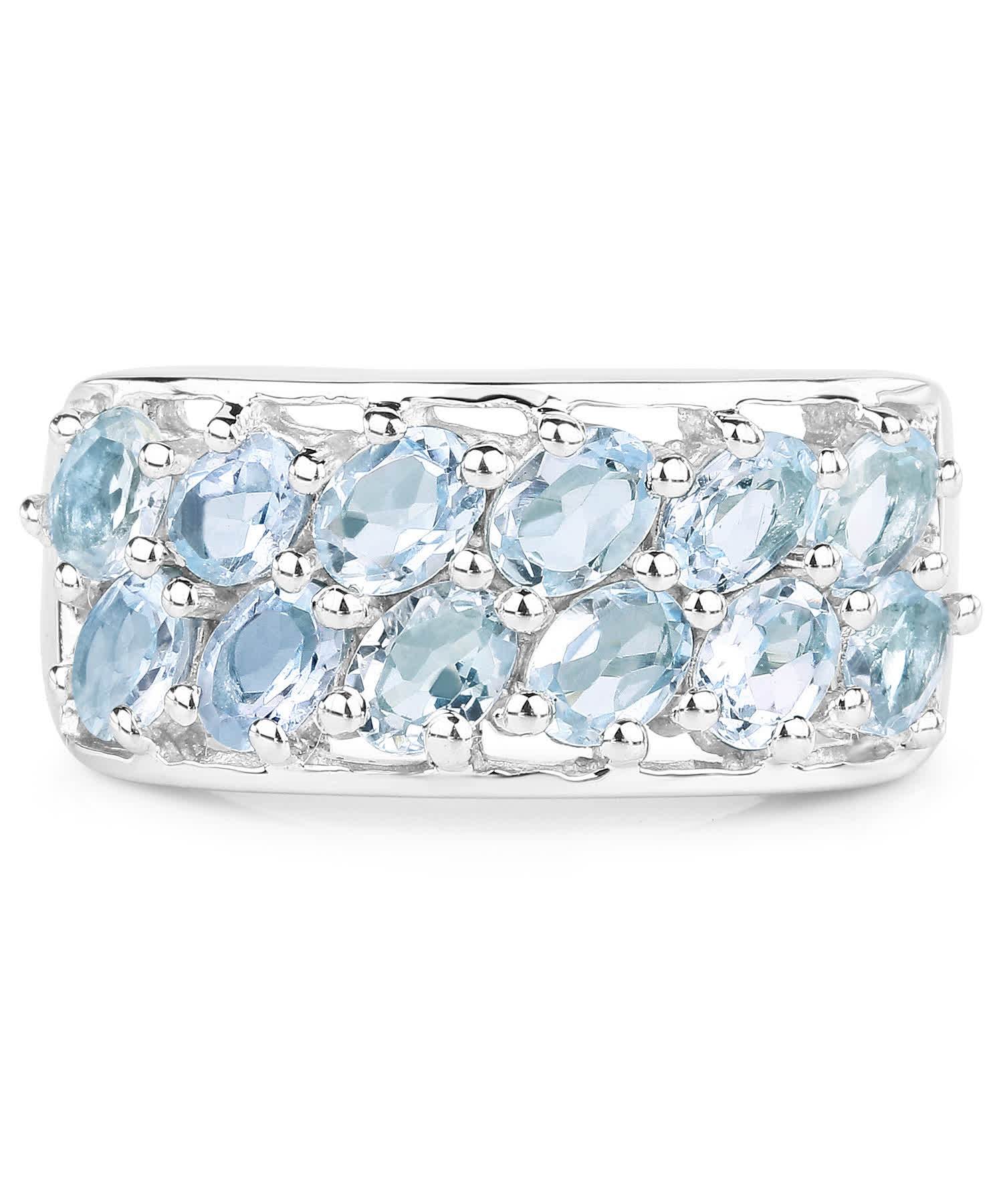 2.40ctw Natural Sky Blue Topaz Rhodium Plated 925 Sterling Silver Fashion Band View 3