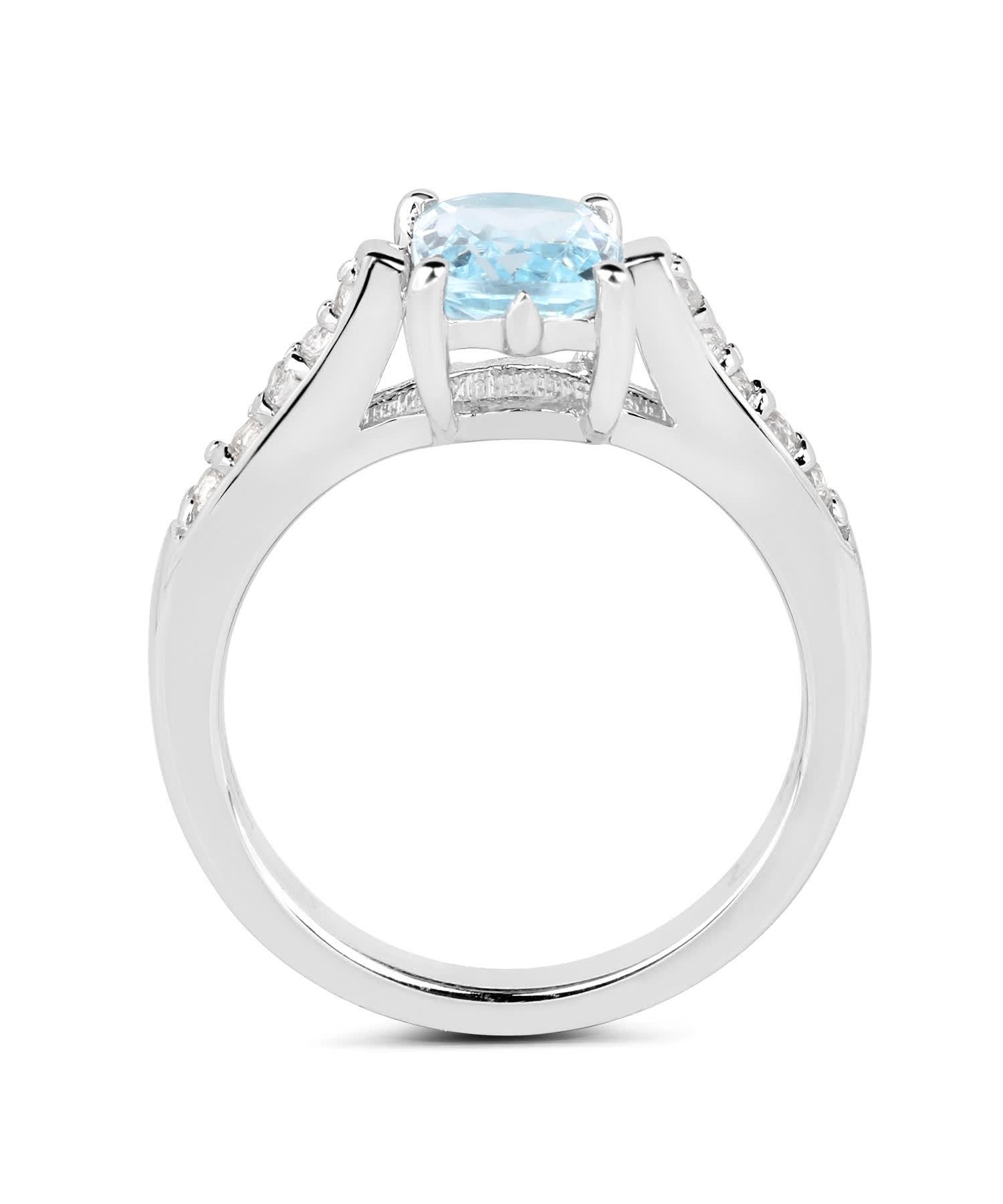1.76ctw Natural Sky Blue Topaz Rhodium Plated 925 Sterling Silver Ring View 2