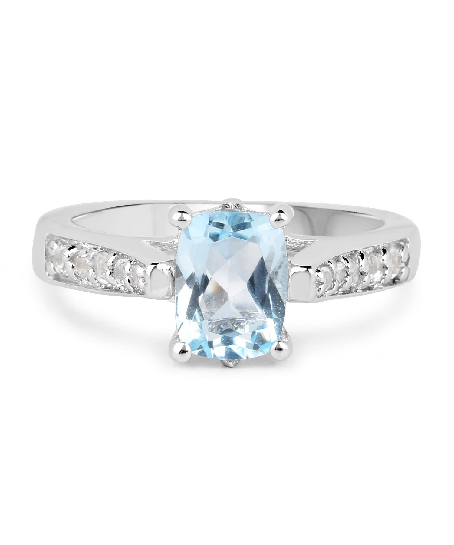 1.76ctw Natural Sky Blue Topaz Rhodium Plated 925 Sterling Silver Ring View 3