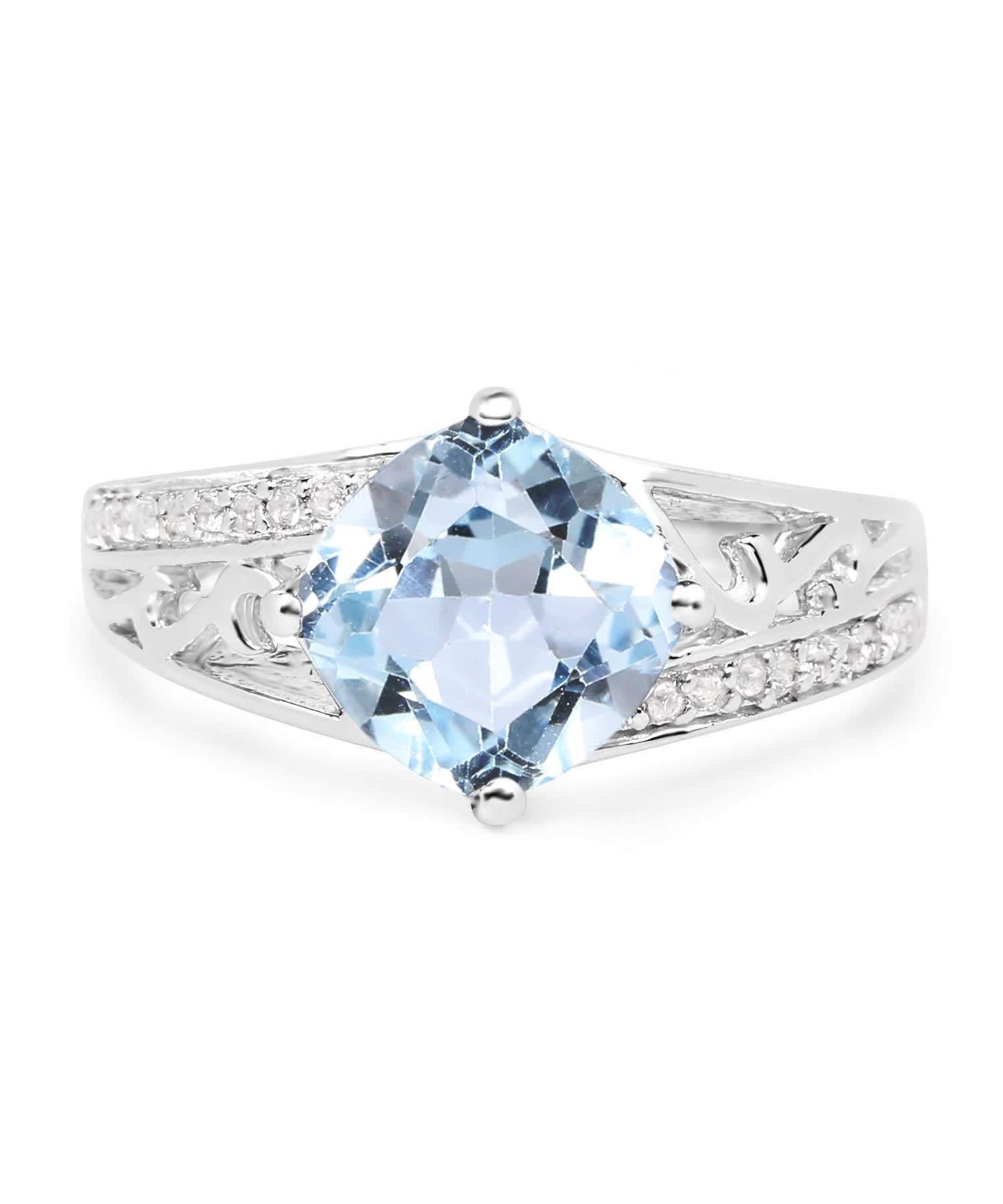 2.40ctw Natural Sky Blue Topaz Rhodium Plated 925 Sterling Silver Ring View 3